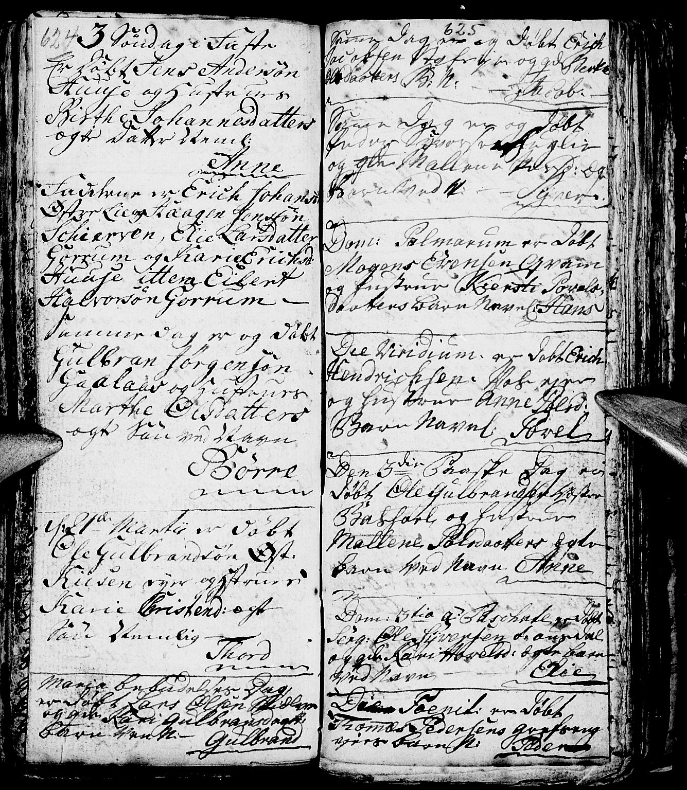 Nes prestekontor, Hedmark, AV/SAH-PREST-020/L/La/L0001: Klokkerbok nr. 1, 1663-1784, s. 624-625