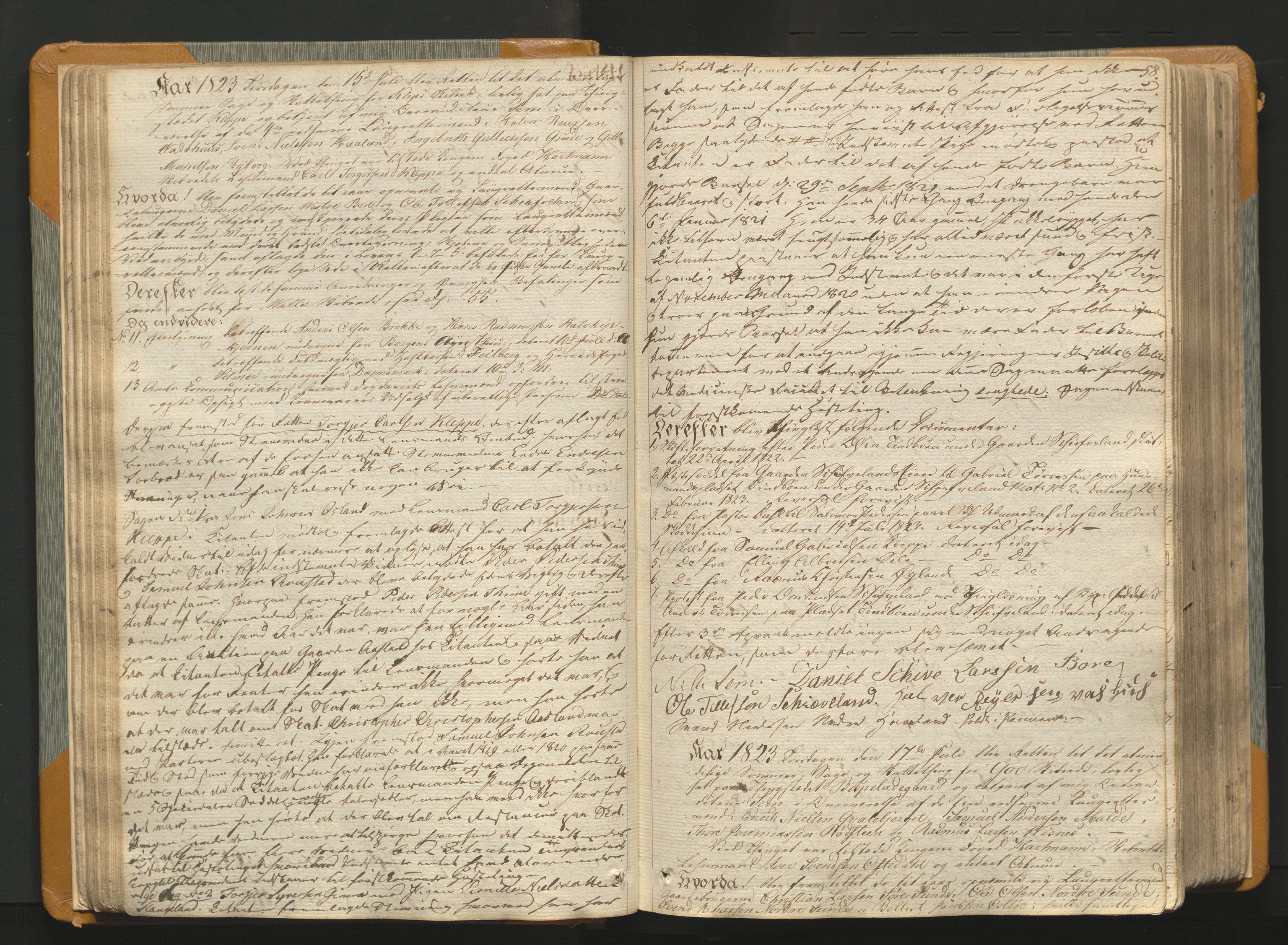 Jæren og Dalane sorenskriveri, AV/SAST-A-100306/3/30/30BAB/L0001: Tingbok for Jæren, 1821-1835, s. 57b-58a