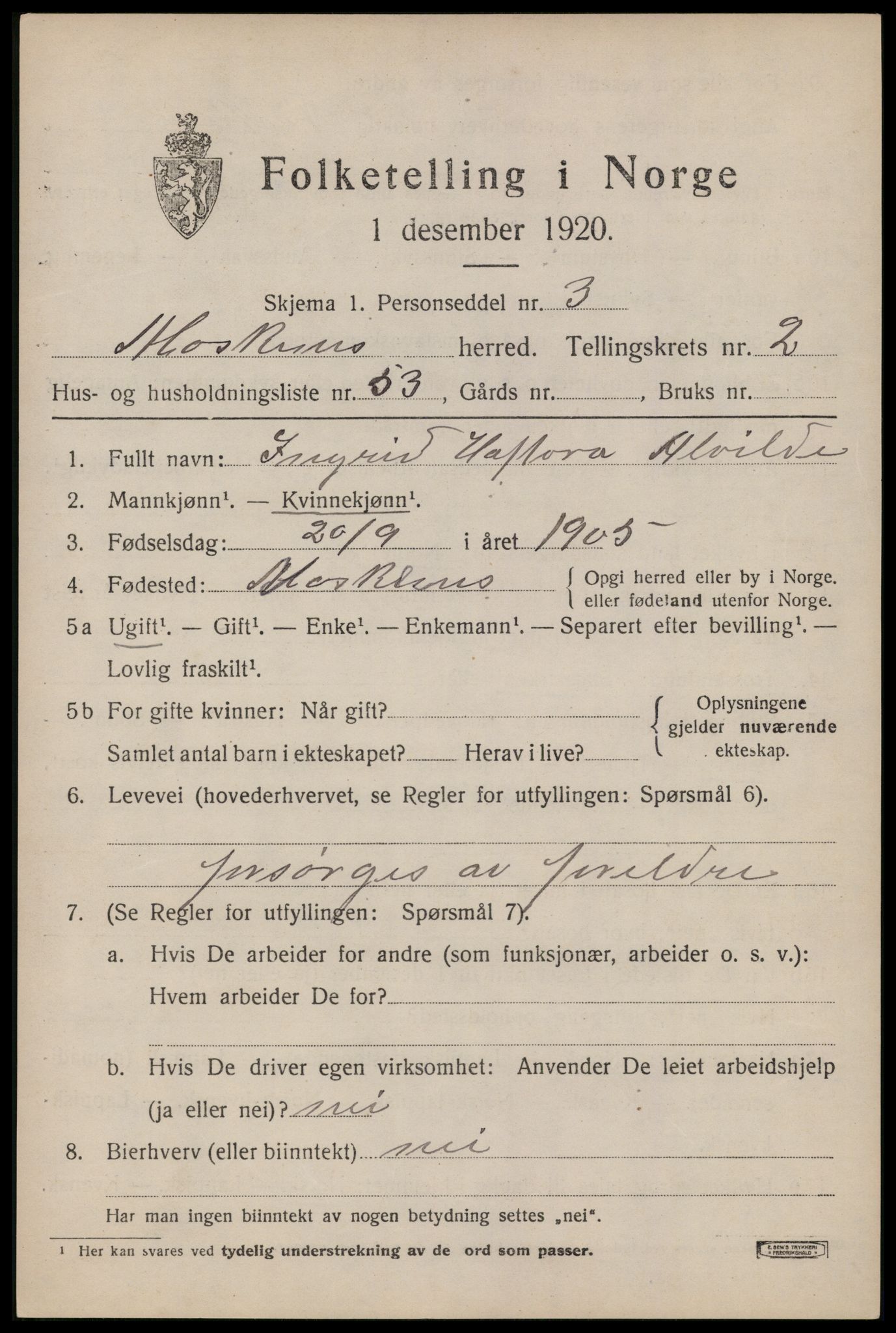 SAT, Folketelling 1920 for 1858 Moskenes herred, 1920, s. 1570