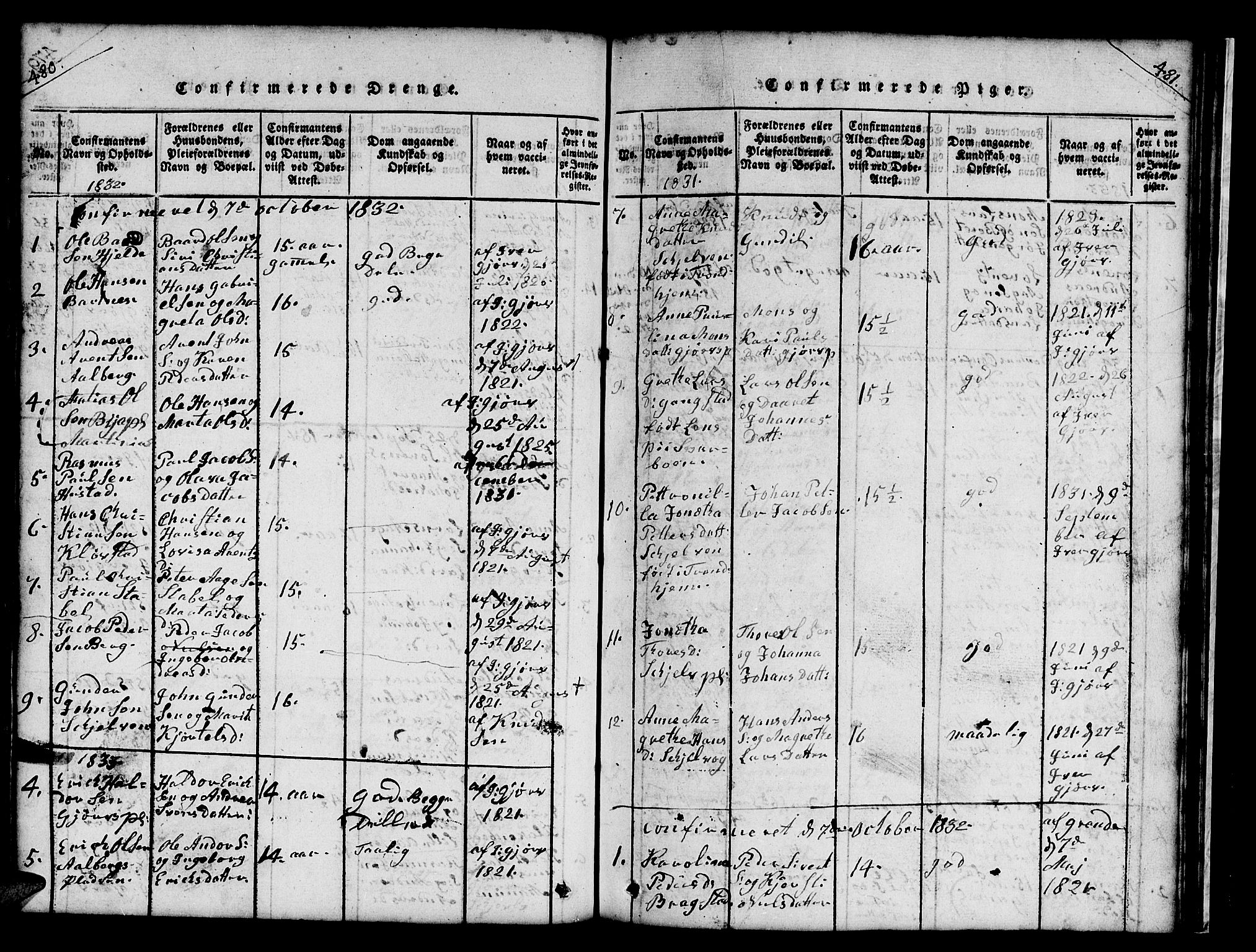 Ministerialprotokoller, klokkerbøker og fødselsregistre - Nord-Trøndelag, SAT/A-1458/732/L0317: Klokkerbok nr. 732C01, 1816-1881, s. 480-481