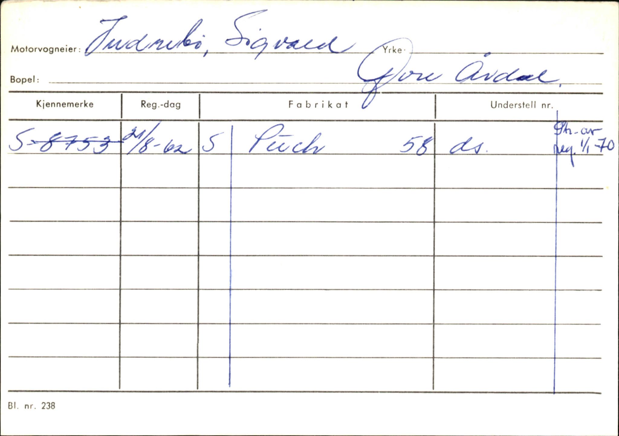 Statens vegvesen, Sogn og Fjordane vegkontor, AV/SAB-A-5301/4/F/L0145: Registerkort Vågsøy S-Å. Årdal I-P, 1945-1975, s. 876