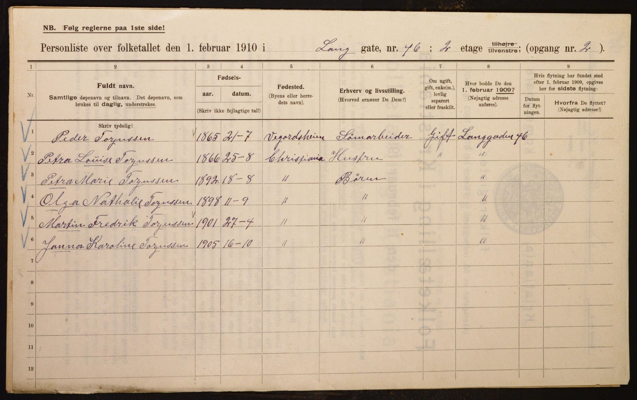 OBA, Kommunal folketelling 1.2.1910 for Kristiania, 1910, s. 54879