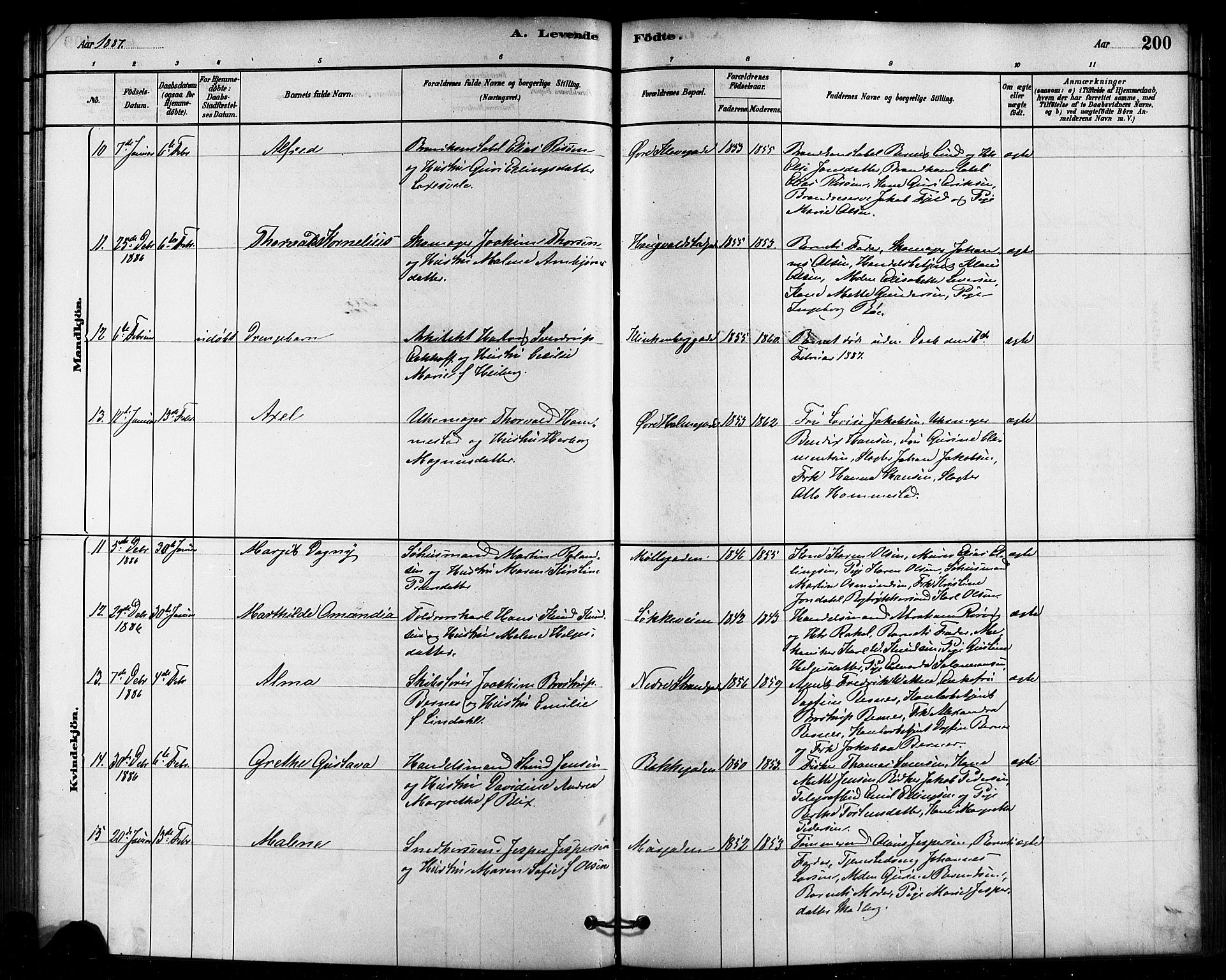 Domkirken sokneprestkontor, AV/SAST-A-101812/001/30/30BB/L0015: Klokkerbok nr. B 15, 1880-1891, s. 200