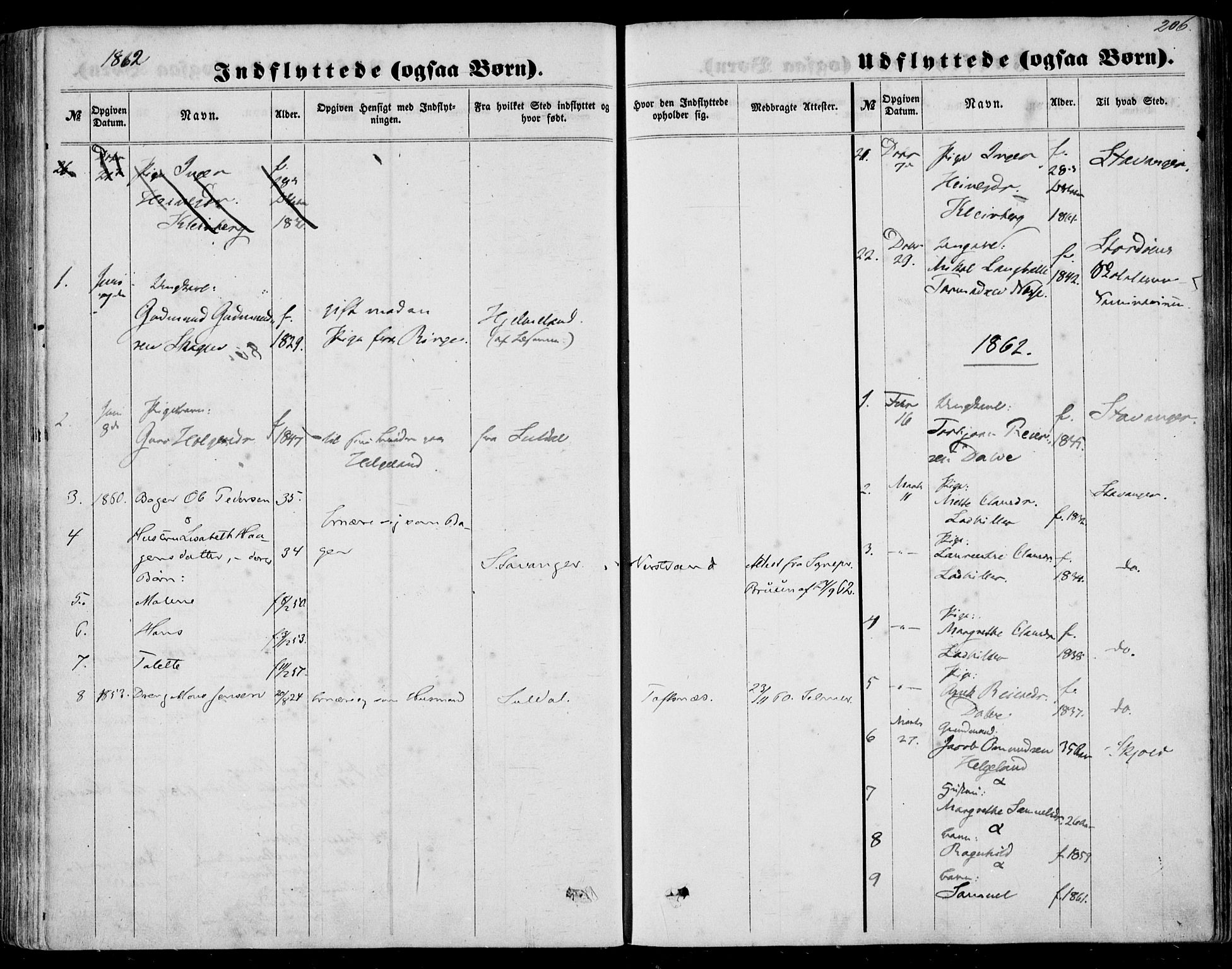 Nedstrand sokneprestkontor, AV/SAST-A-101841/01/IV: Ministerialbok nr. A 9, 1861-1876, s. 206