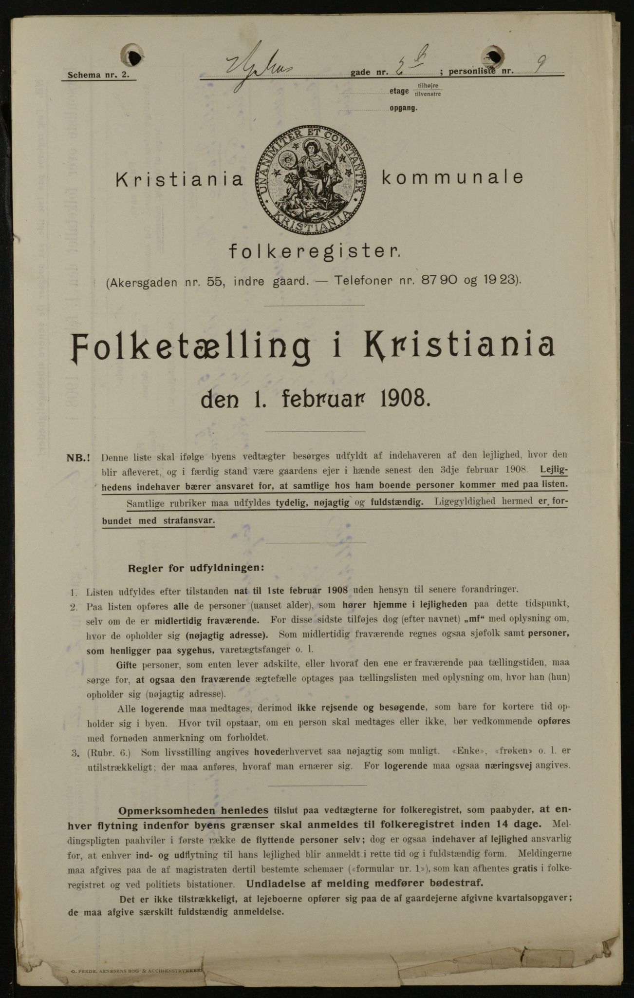 OBA, Kommunal folketelling 1.2.1908 for Kristiania kjøpstad, 1908, s. 36119