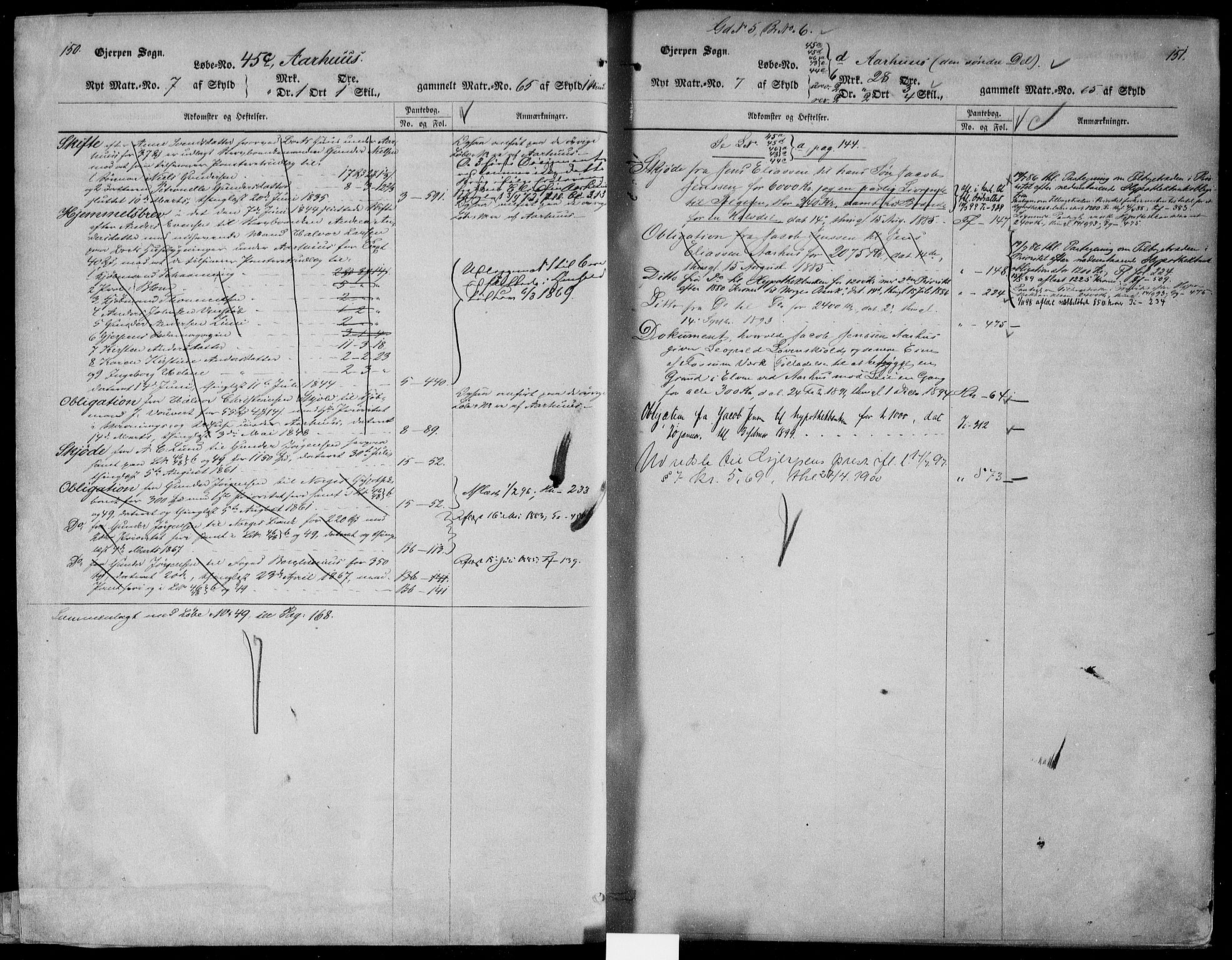 Gjerpen sorenskriveri, AV/SAKO-A-216/G/Gb/Gba/L0003a: Panteregister nr. I 3a, s. 150-151