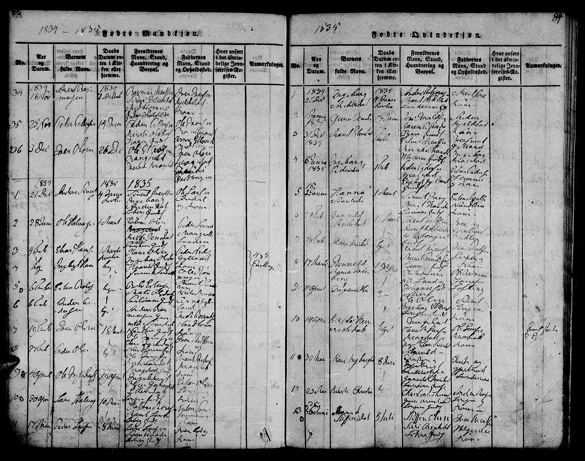 Ministerialprotokoller, klokkerbøker og fødselsregistre - Sør-Trøndelag, AV/SAT-A-1456/692/L1102: Ministerialbok nr. 692A02, 1816-1842, s. 84