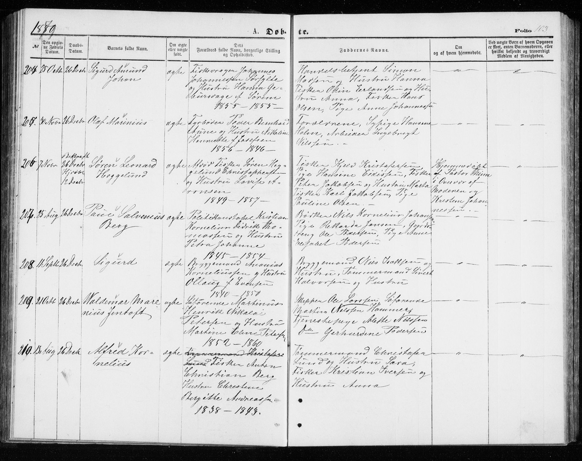 Tromsø sokneprestkontor/stiftsprosti/domprosti, AV/SATØ-S-1343/G/Gb/L0008klokker: Klokkerbok nr. 8, 1875-1879, s. 103