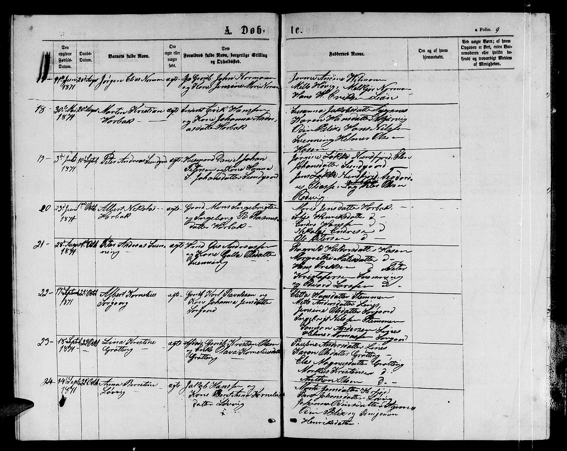 Ministerialprotokoller, klokkerbøker og fødselsregistre - Sør-Trøndelag, SAT/A-1456/656/L0695: Klokkerbok nr. 656C01, 1867-1889, s. 9