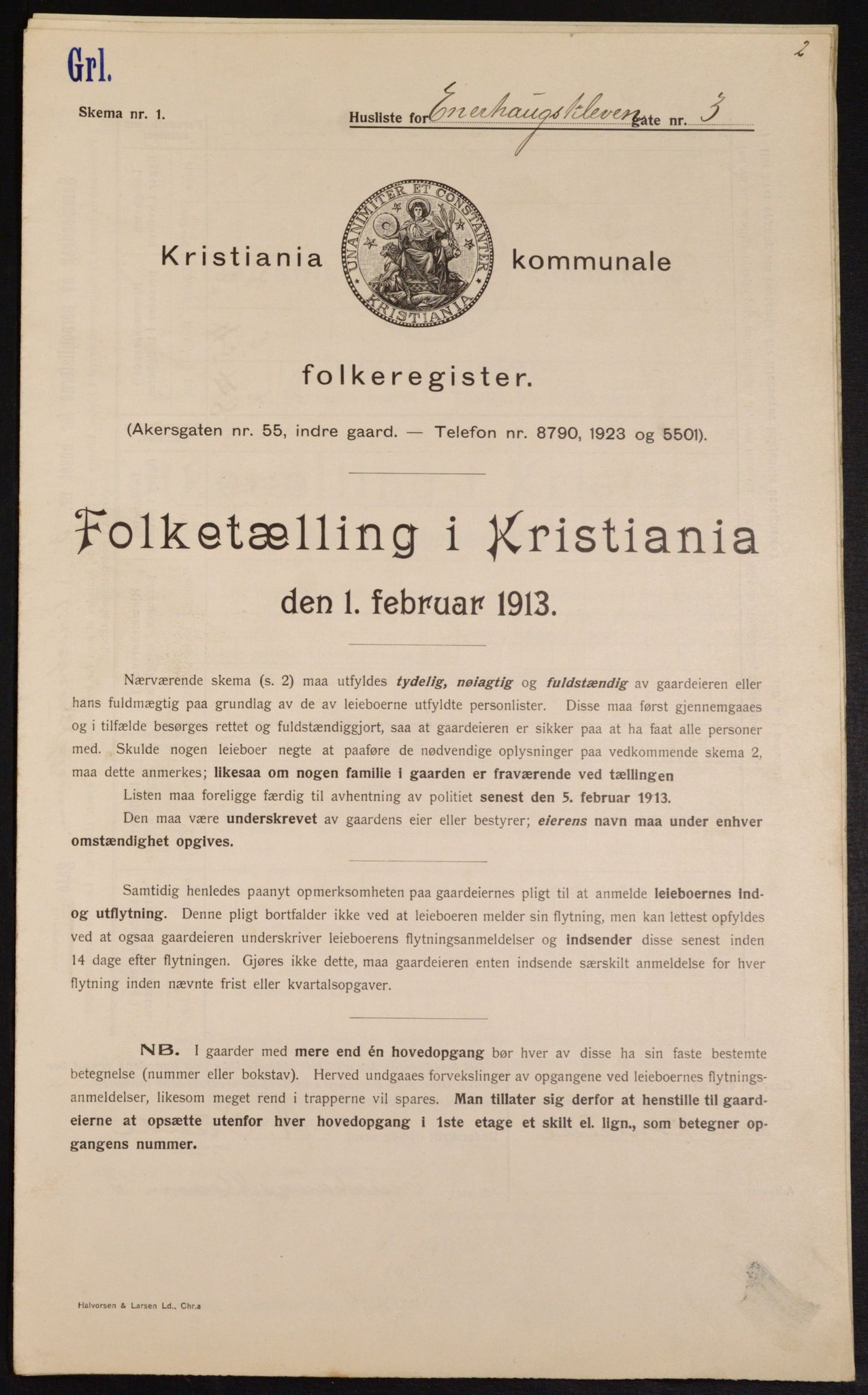 OBA, Kommunal folketelling 1.2.1913 for Kristiania, 1913, s. 21798