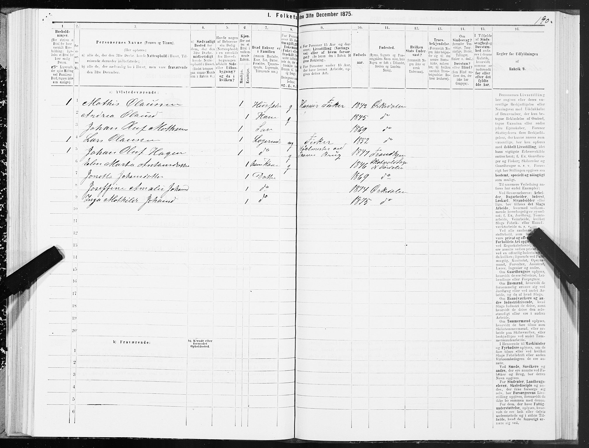 SAT, Folketelling 1875 for 1638P Orkdal prestegjeld, 1875, s. 1190
