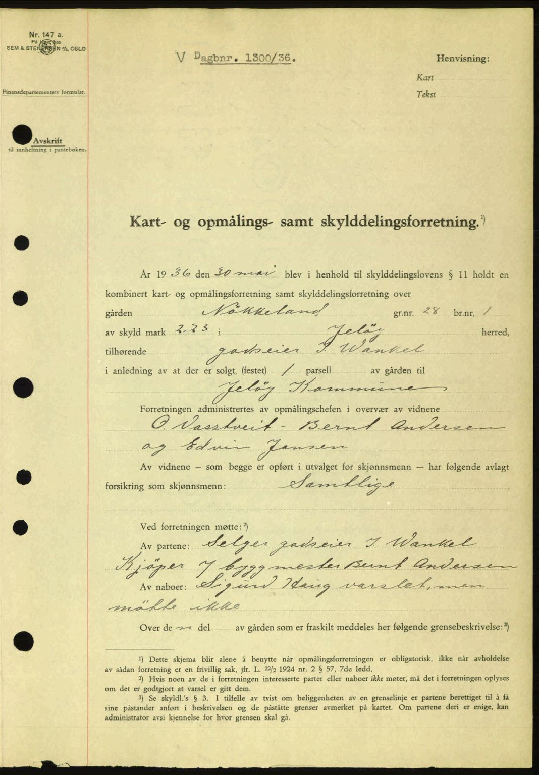Moss sorenskriveri, SAO/A-10168: Pantebok nr. A1, 1936-1936, Dagboknr: 1300/1936