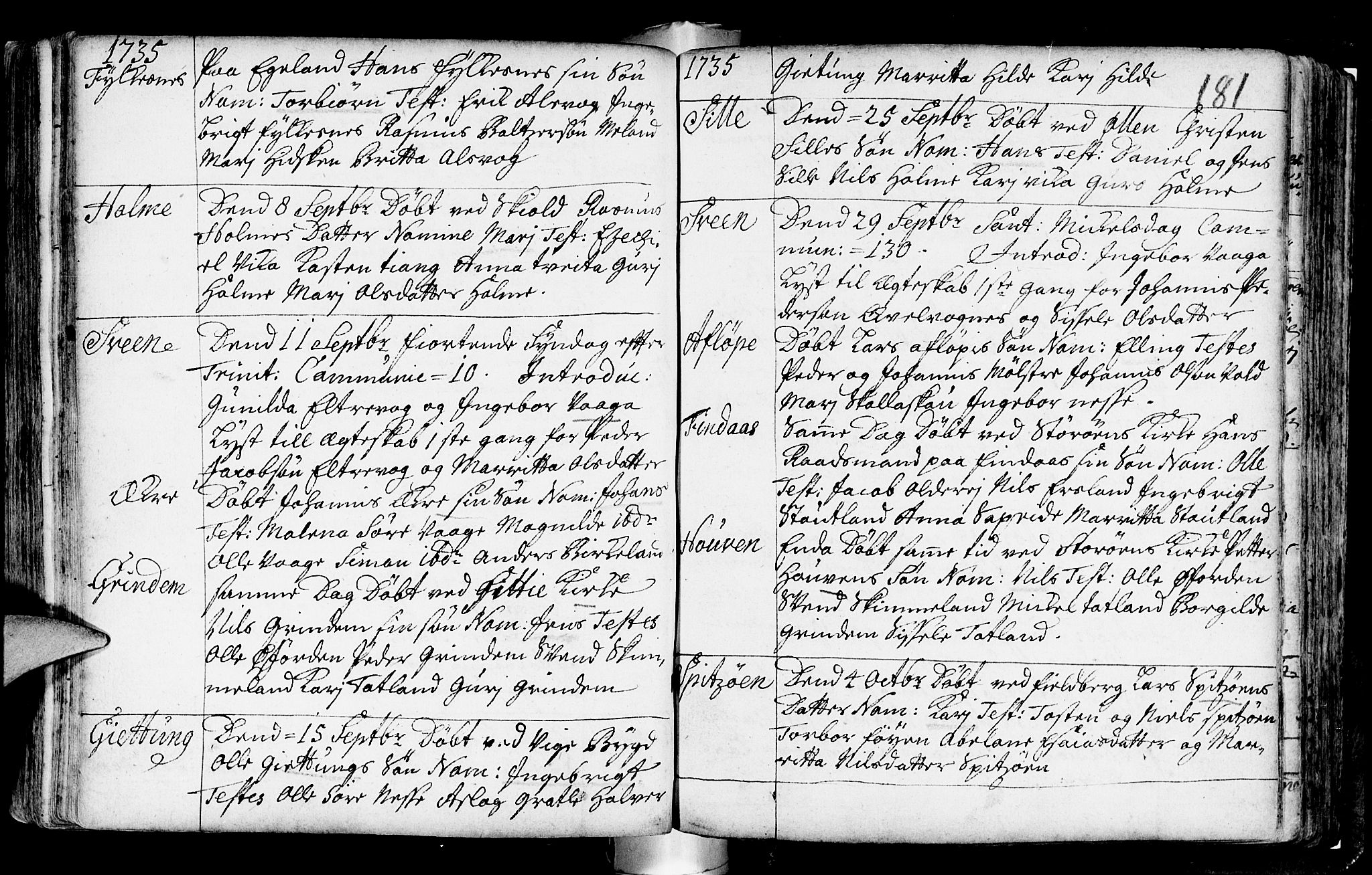 Finnås sokneprestembete, AV/SAB-A-99925/H/Ha/Haa/Haaa/L0001: Ministerialbok nr. A 1, 1718-1744, s. 181