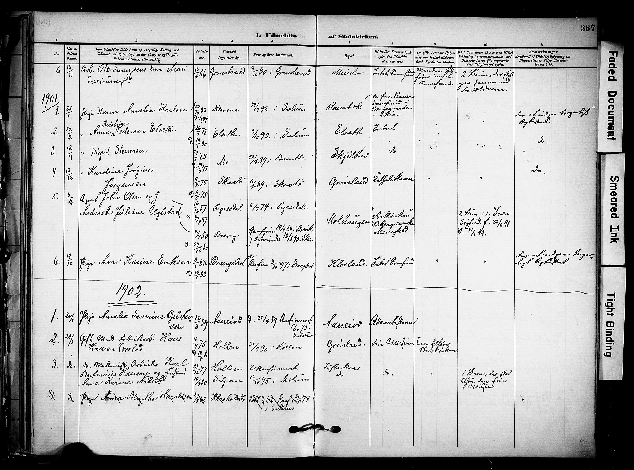 Solum kirkebøker, AV/SAKO-A-306/F/Fa/L0011: Ministerialbok nr. I 11, 1898-1909, s. 387
