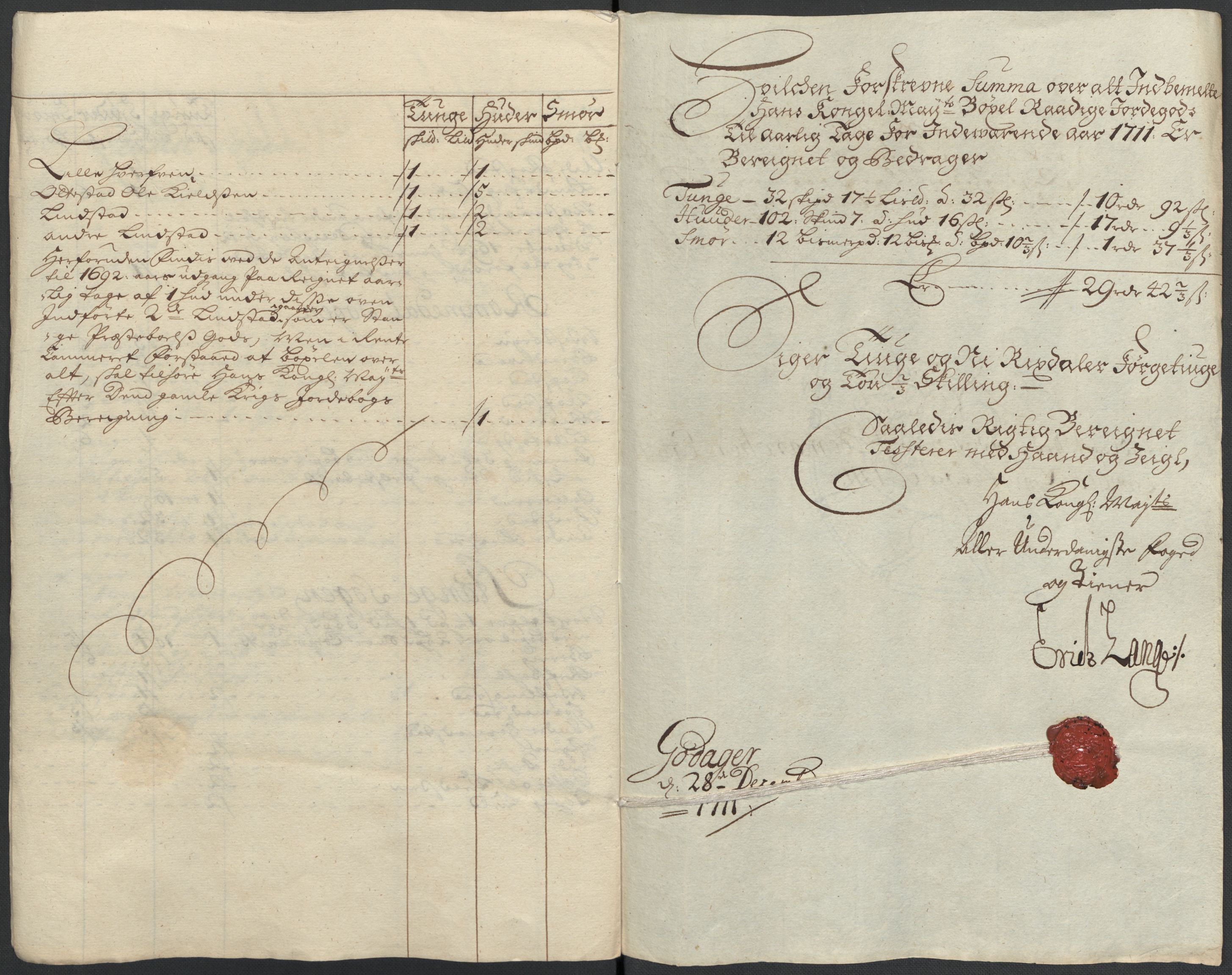 Rentekammeret inntil 1814, Reviderte regnskaper, Fogderegnskap, AV/RA-EA-4092/R16/L1047: Fogderegnskap Hedmark, 1711, s. 40