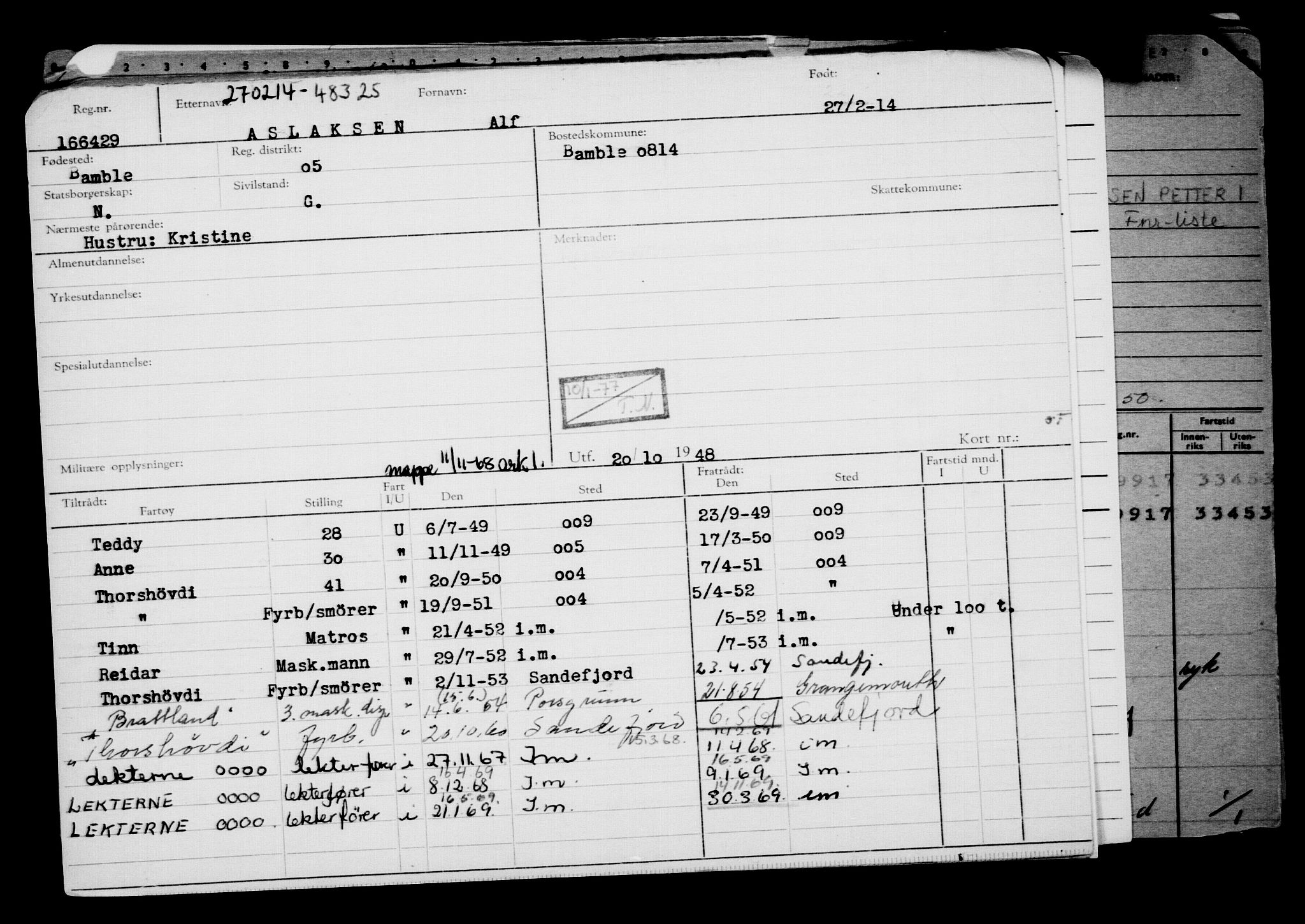 Direktoratet for sjømenn, AV/RA-S-3545/G/Gb/L0118: Hovedkort, 1914, s. 835