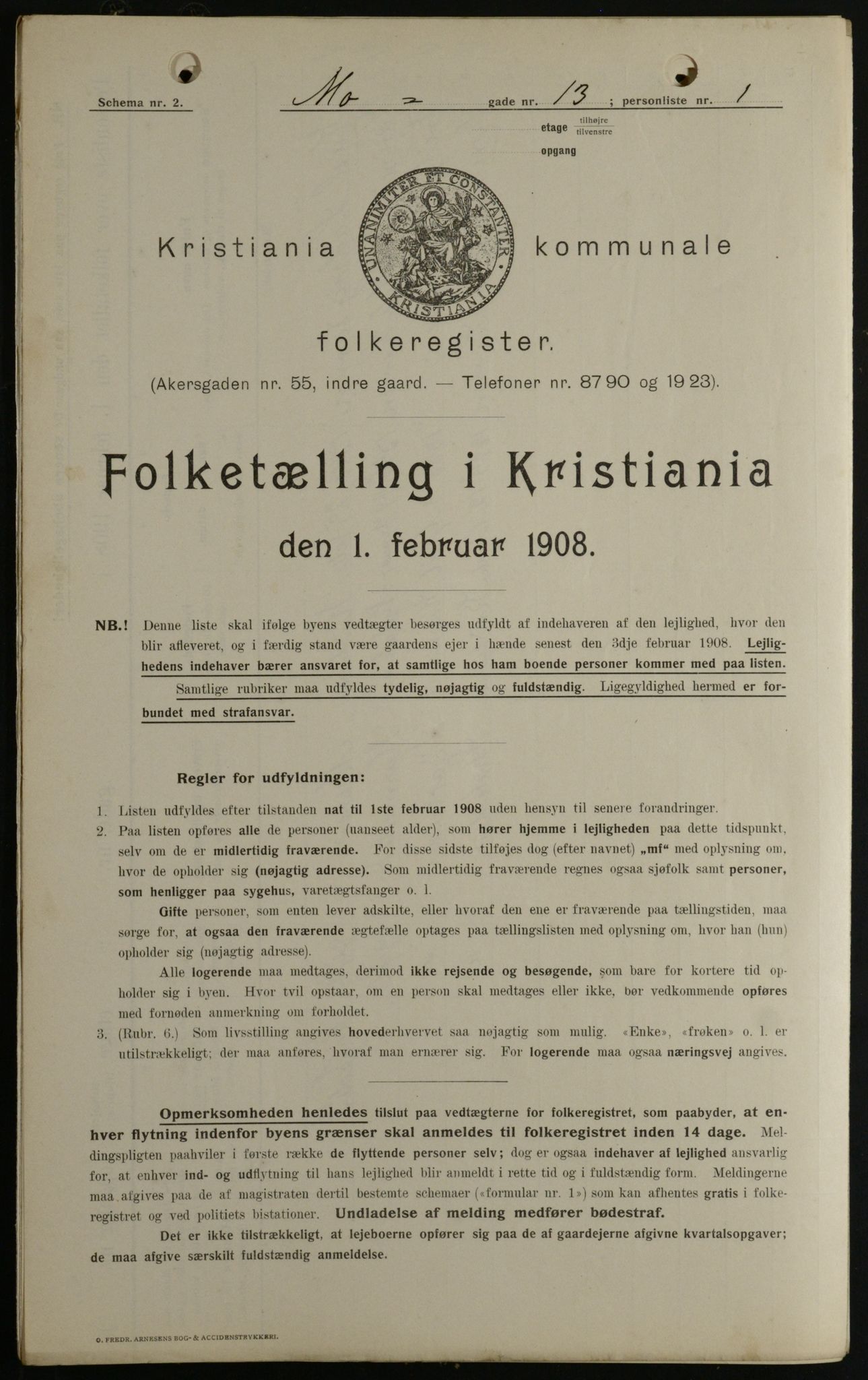 OBA, Kommunal folketelling 1.2.1908 for Kristiania kjøpstad, 1908, s. 58626