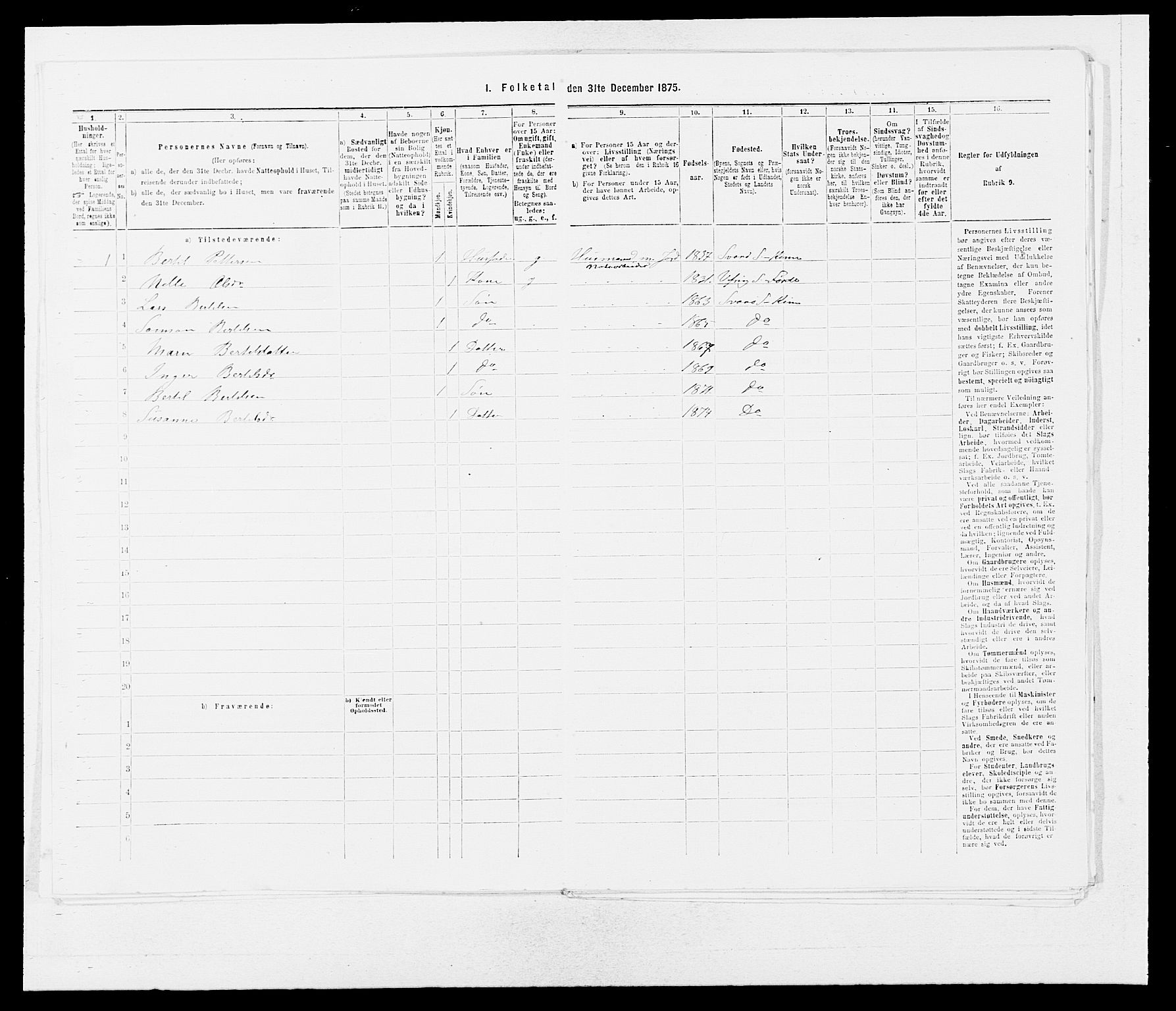 SAB, Folketelling 1875 for 1437L Kinn prestegjeld, Kinn sokn og Svanøy sokn, 1875, s. 406