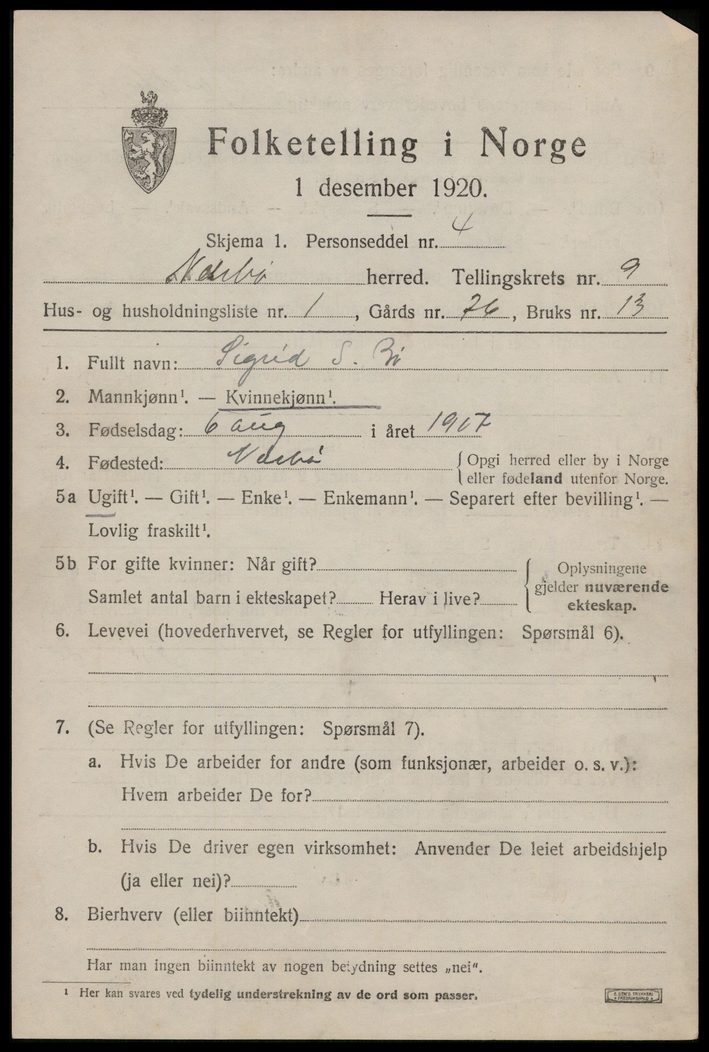 SAST, Folketelling 1920 for 1119 Nærbø herred, 1920, s. 5375