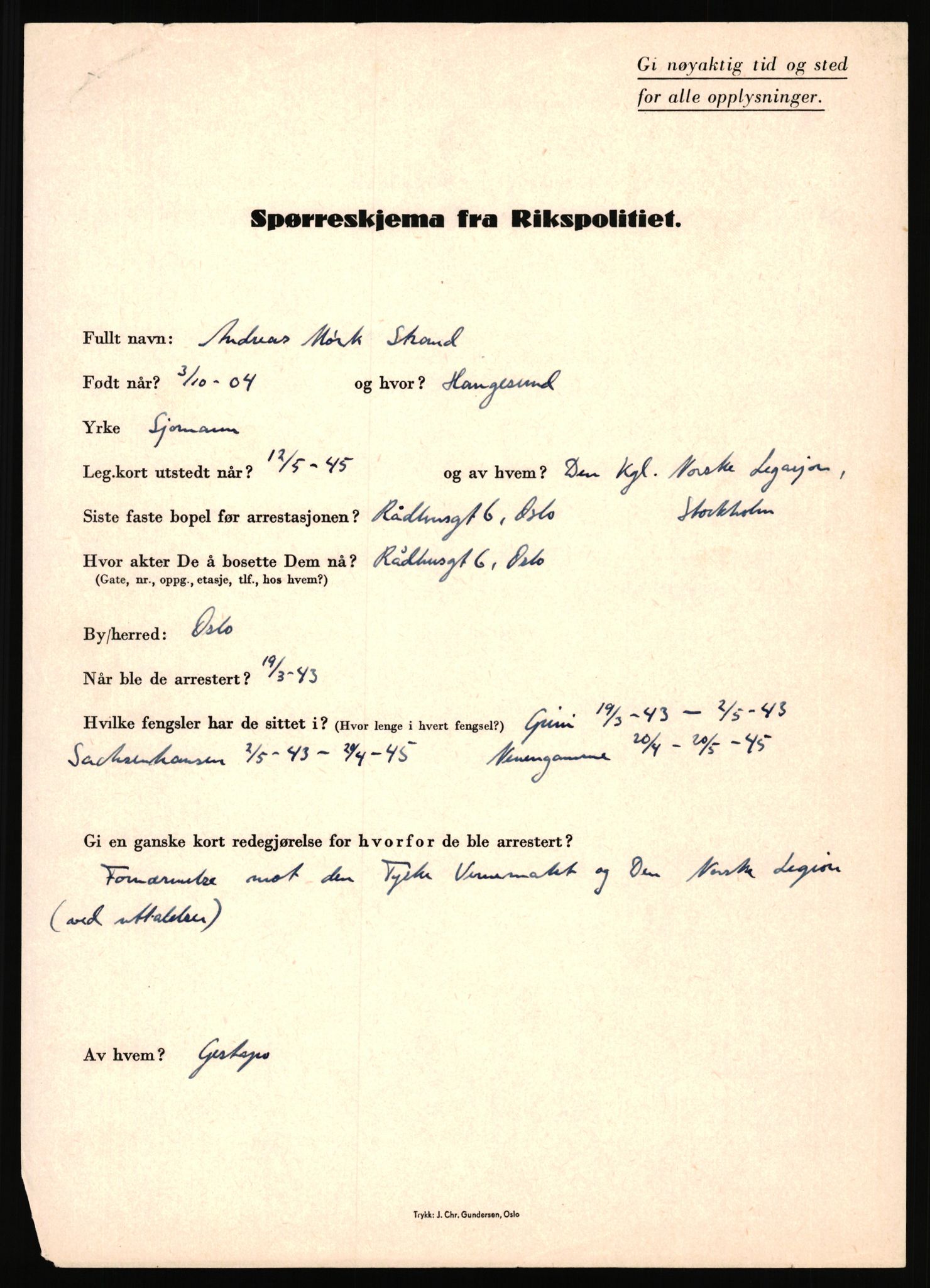 Rikspolitisjefen, AV/RA-S-1560/L/L0016: Sti, Lauritz - Tettum, Karl August, 1940-1945, s. 105