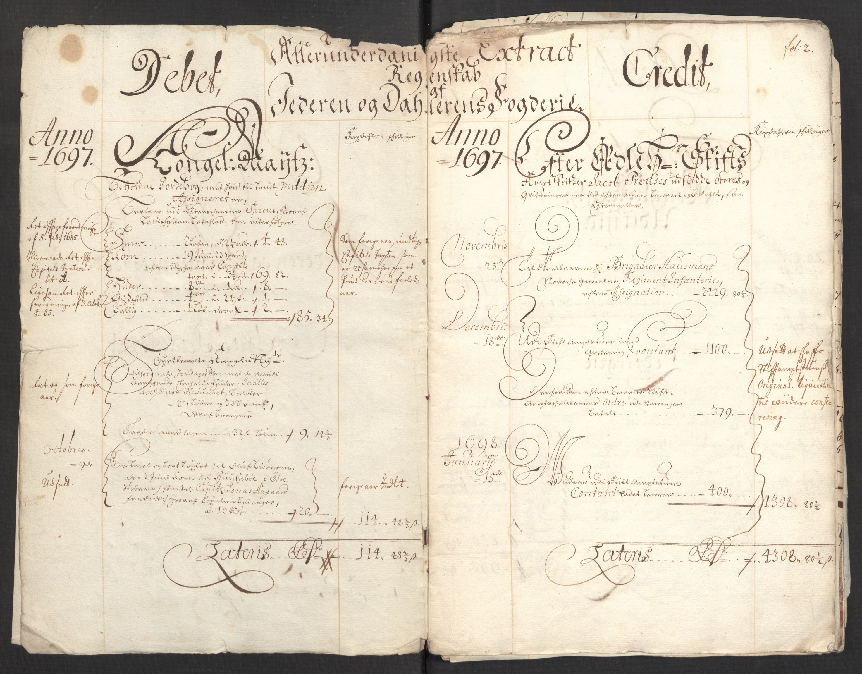Rentekammeret inntil 1814, Reviderte regnskaper, Fogderegnskap, AV/RA-EA-4092/R46/L2729: Fogderegnskap Jæren og Dalane, 1697-1698, s. 5