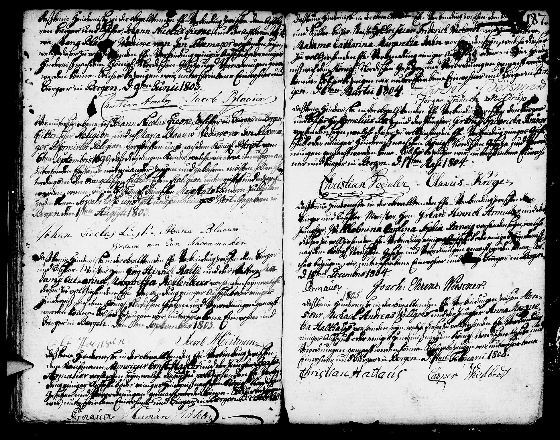 Mariakirken Sokneprestembete, SAB/A-76901/H/Haa/L0003: Ministerialbok nr. A 3, 1786-1815, s. 187