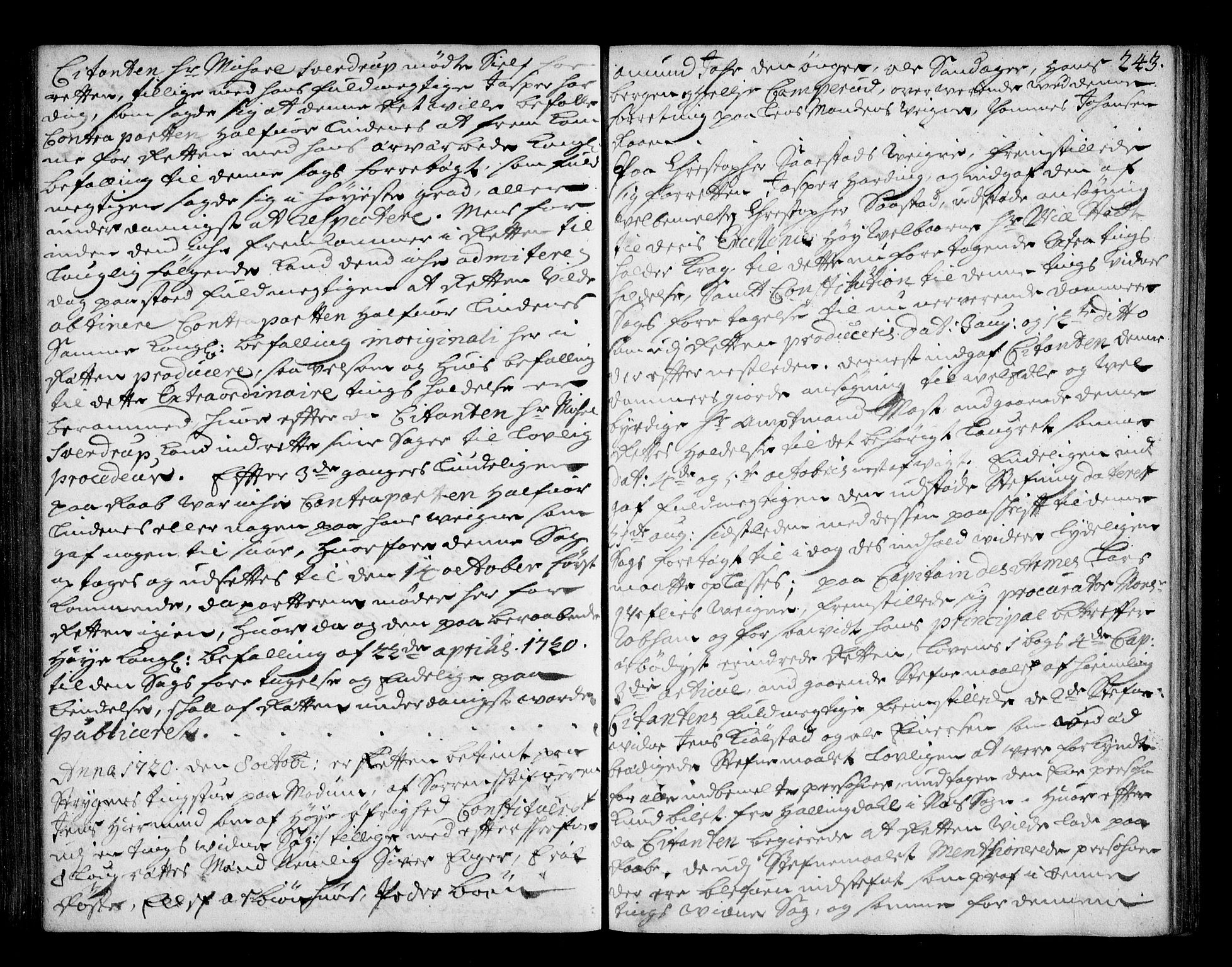 Lier, Røyken og Hurum sorenskriveri, SAKO/A-89/F/Fa/L0044: Tingbok, 1716-1721, s. 243