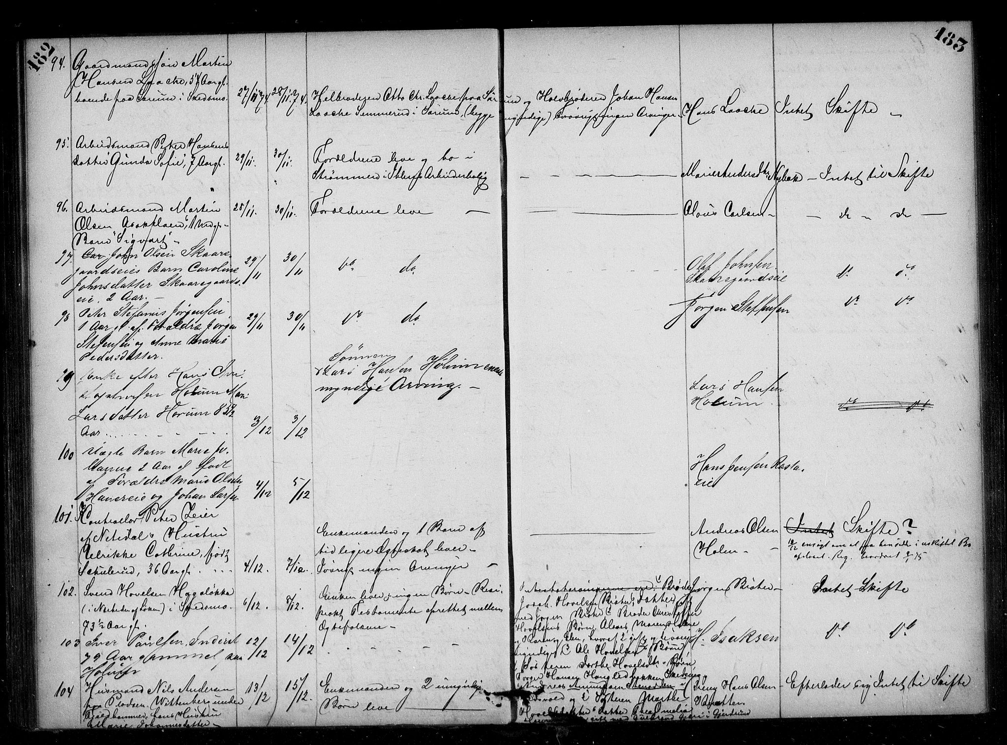 Nedre Romerike sorenskriveri, SAO/A-10469/H/Hb/Hba/L0003: Dødsfallsprotokoll, rekke I , 1863-1876, s. 182-183