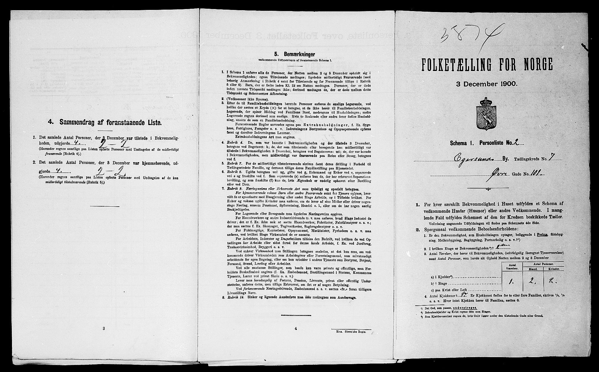 SAST, Folketelling 1900 for 1101 Egersund ladested, 1900, s. 612