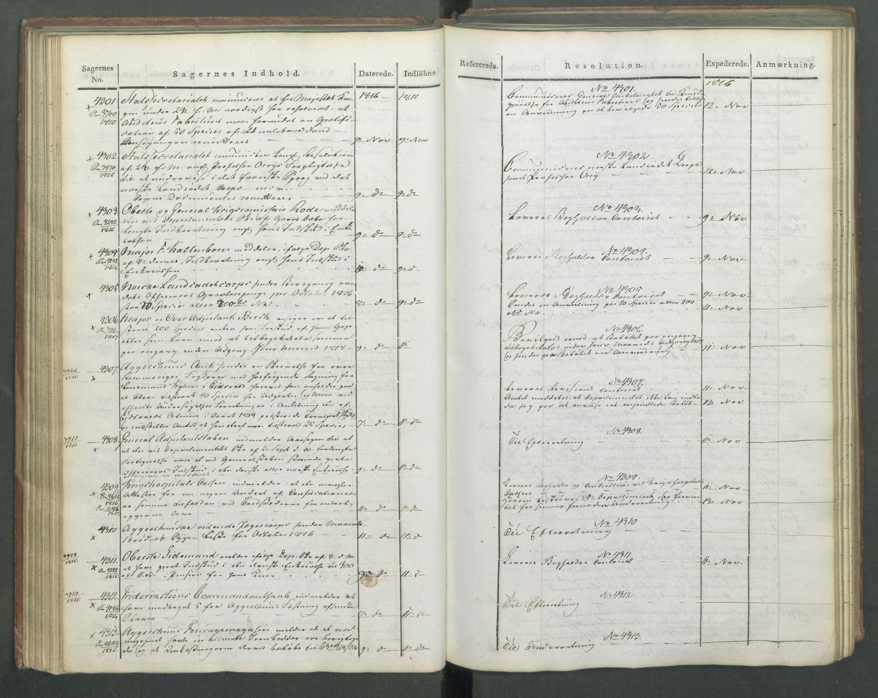 Armédepartementet, RA/RAFA-3493/C/Ca/L0009: 6. Departements Journal, 1816-1817