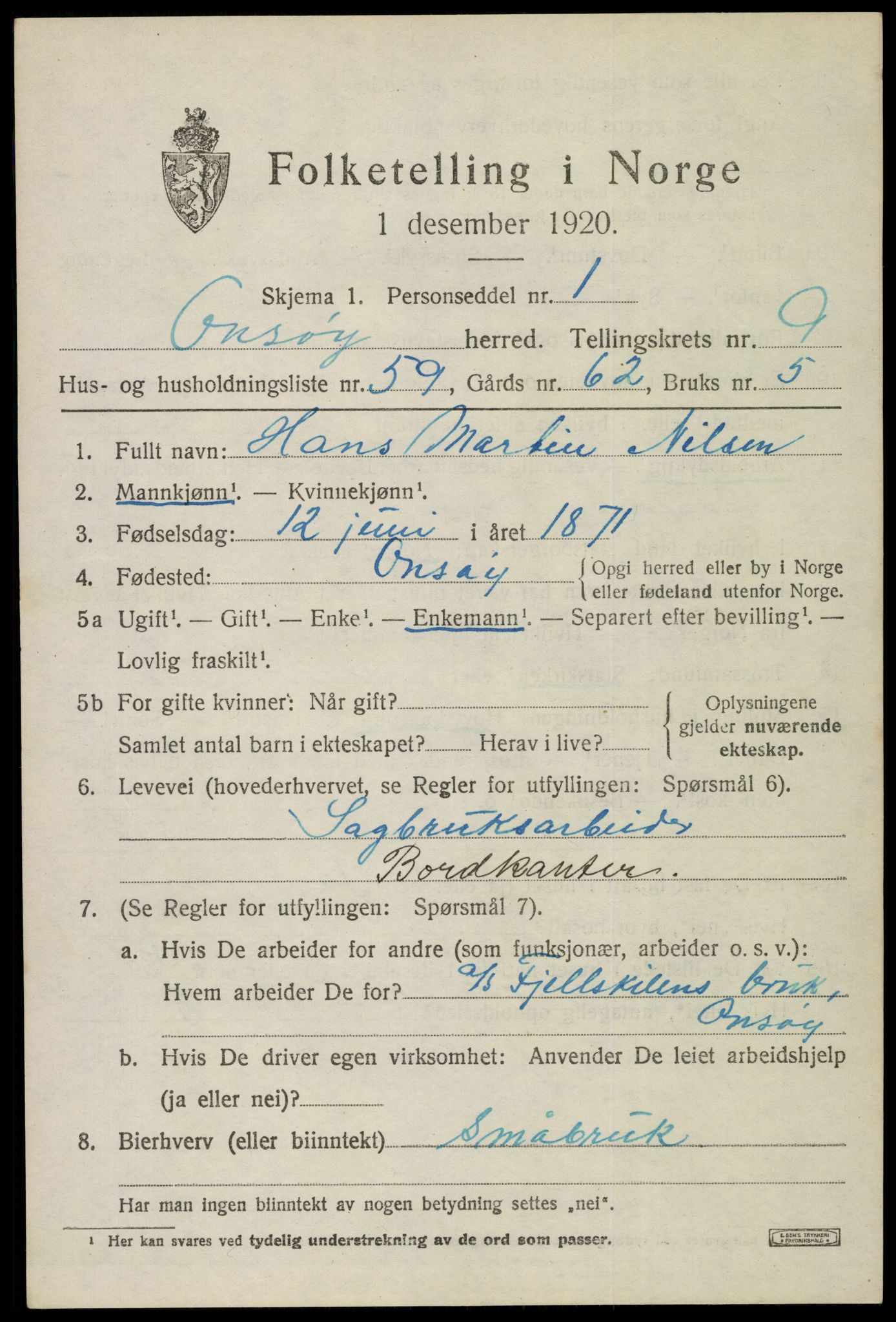SAO, Folketelling 1920 for 0134 Onsøy herred, 1920, s. 13008