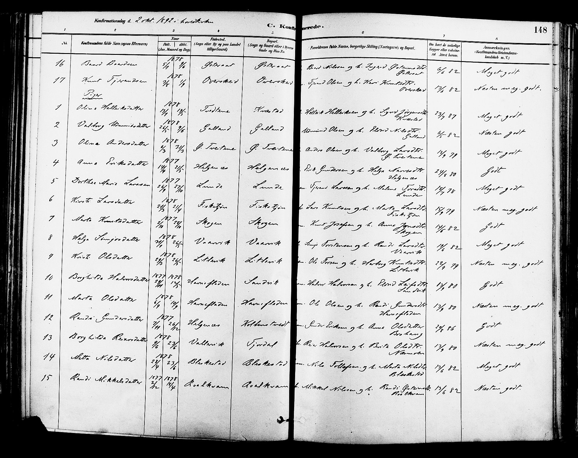Suldal sokneprestkontor, AV/SAST-A-101845/01/IV/L0011: Ministerialbok nr. A 11, 1878-1900, s. 148