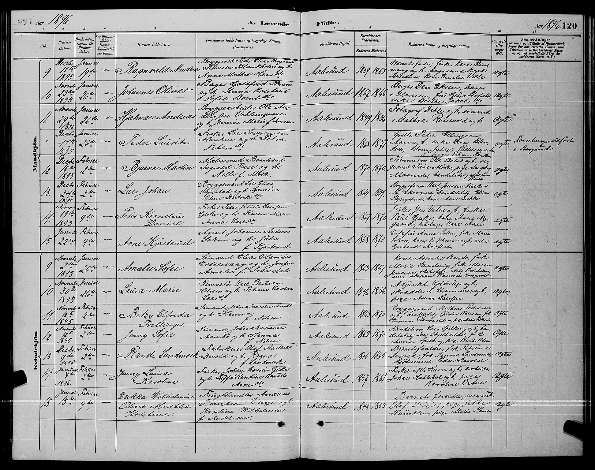 Ministerialprotokoller, klokkerbøker og fødselsregistre - Møre og Romsdal, AV/SAT-A-1454/529/L0467: Klokkerbok nr. 529C04, 1889-1897, s. 120