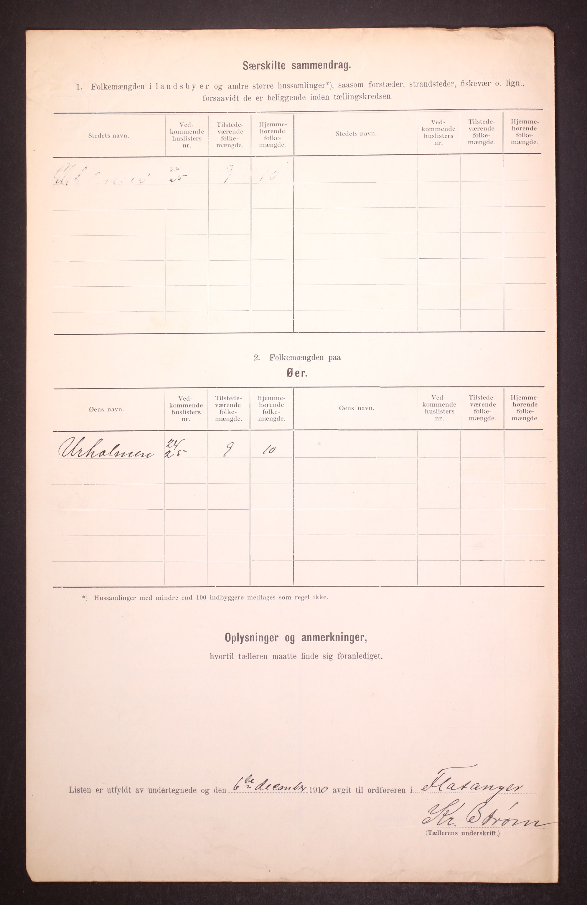 RA, Folketelling 1910 for 1749 Flatanger herred, 1910, s. 6