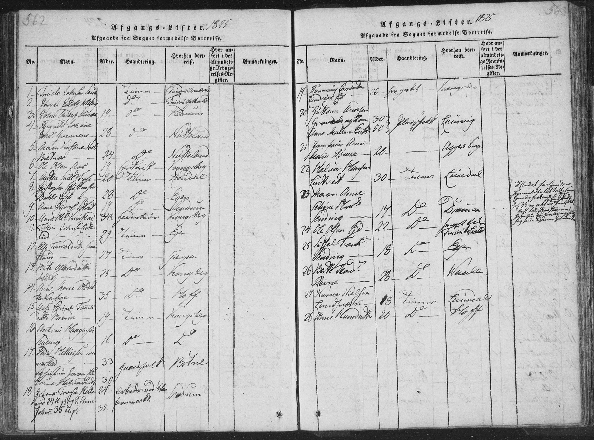 Sandsvær kirkebøker, SAKO/A-244/F/Fa/L0004: Ministerialbok nr. I 4, 1817-1839, s. 562-563
