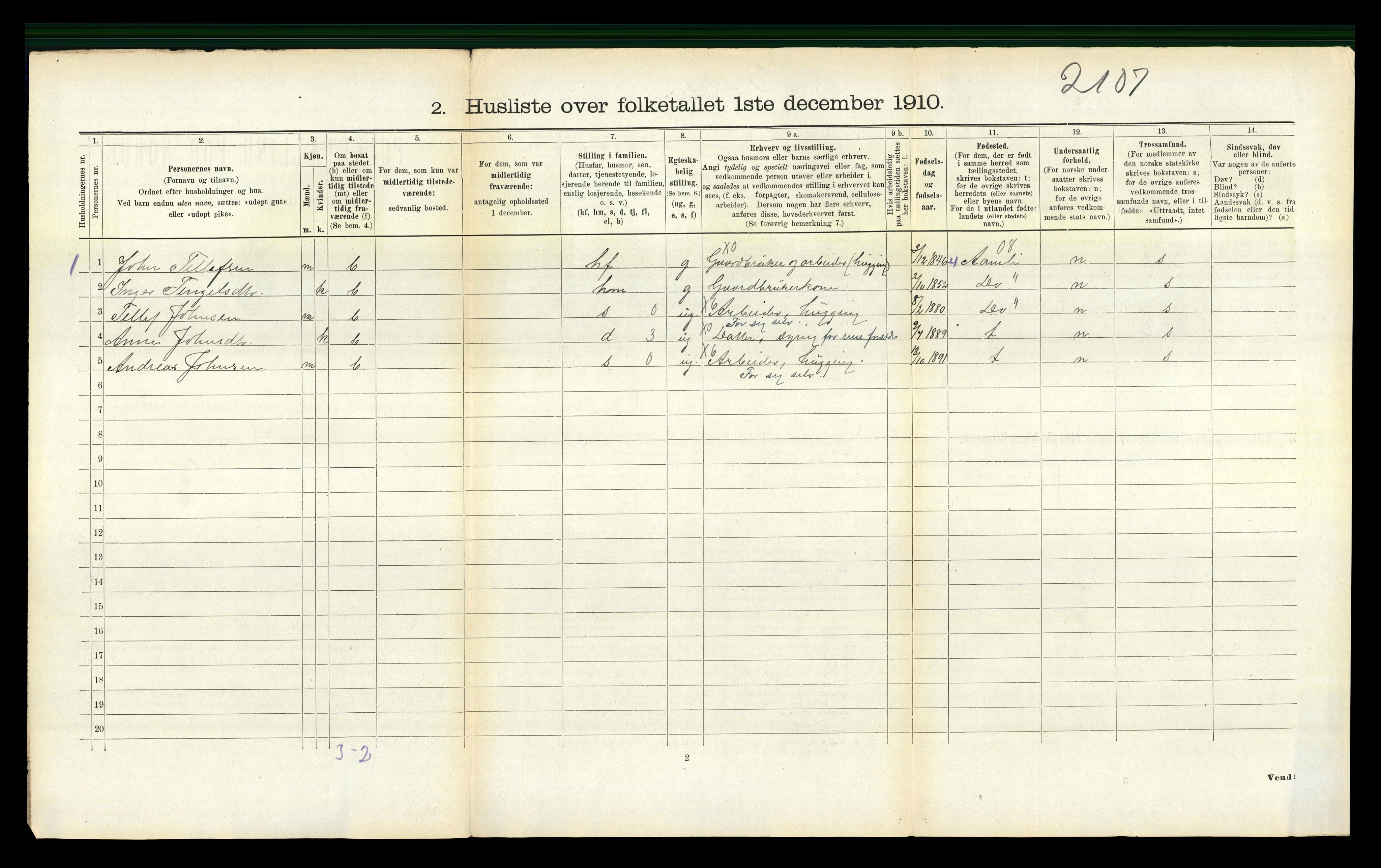 RA, Folketelling 1910 for 0914 Holt herred, 1910, s. 543