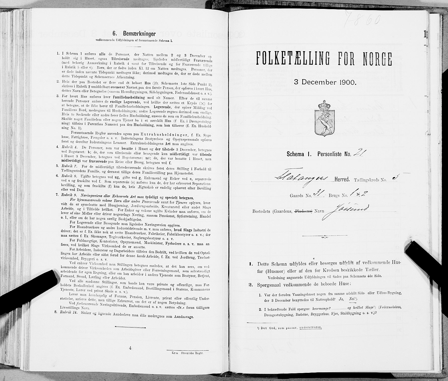 SAT, Folketelling 1900 for 1749 Flatanger herred, 1900, s. 753