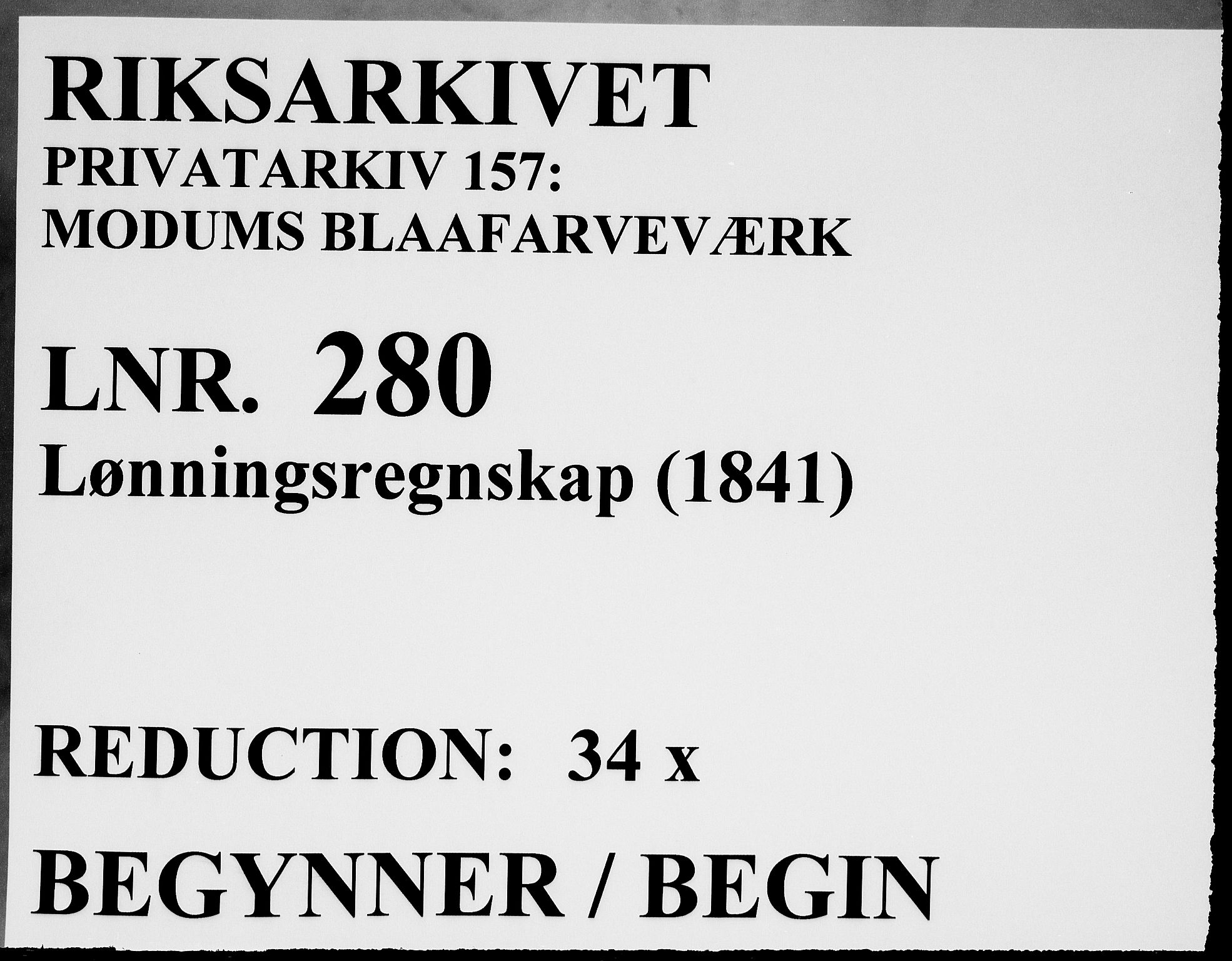 Modums Blaafarveværk, RA/PA-0157/G/Gd/Gdd/L0280/0001: -- / Lønningsregnskap, 1841, s. 1