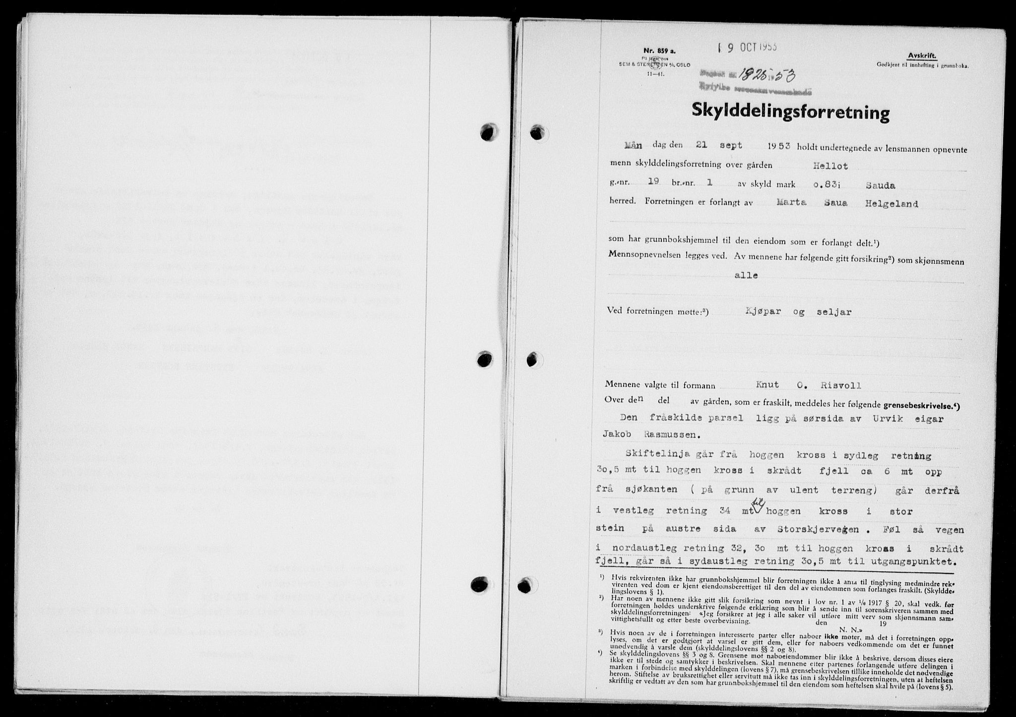 Ryfylke tingrett, SAST/A-100055/001/II/IIB/L0123: Pantebok nr. 102, 1953-1954, Dagboknr: 1825/1953