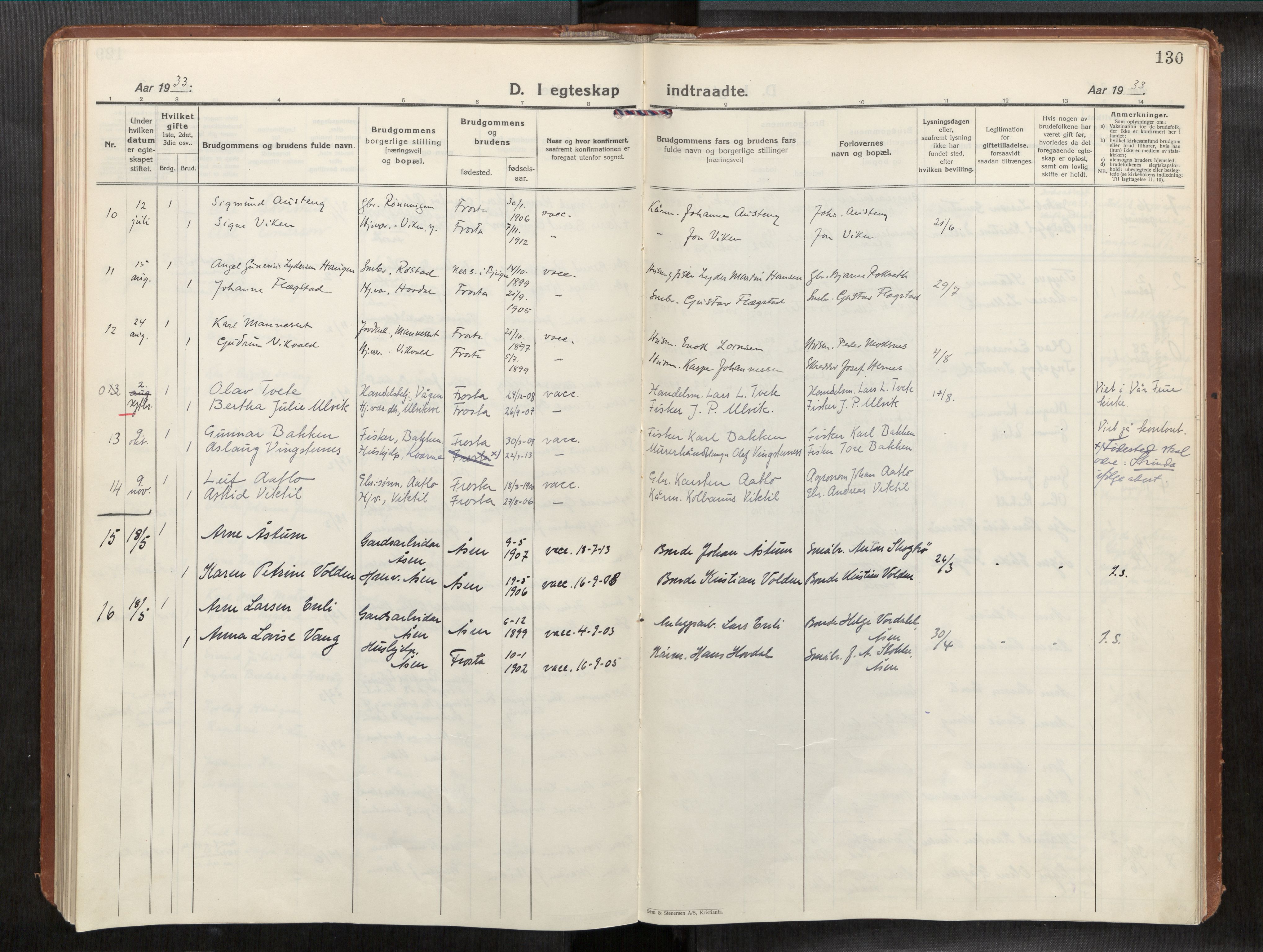 Frosta sokneprestkontor, AV/SAT-A-4380/2/H/Haa/L0001: Ministerialbok nr. 1, 1926-1934, s. 130