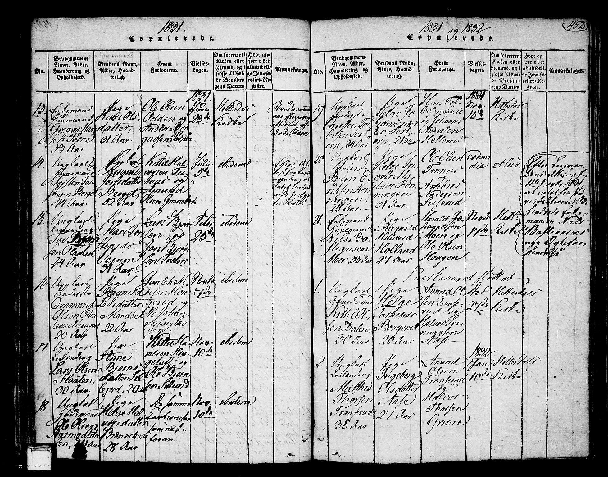 Heddal kirkebøker, AV/SAKO-A-268/F/Fa/L0005: Ministerialbok nr. I 5, 1814-1837, s. 451-452