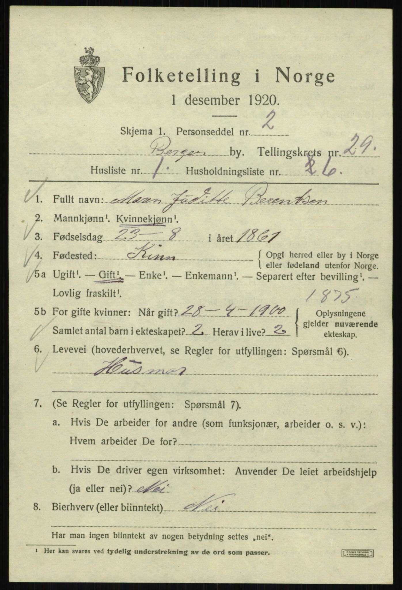 SAB, Folketelling 1920 for 1301 Bergen kjøpstad, 1920, s. 93843