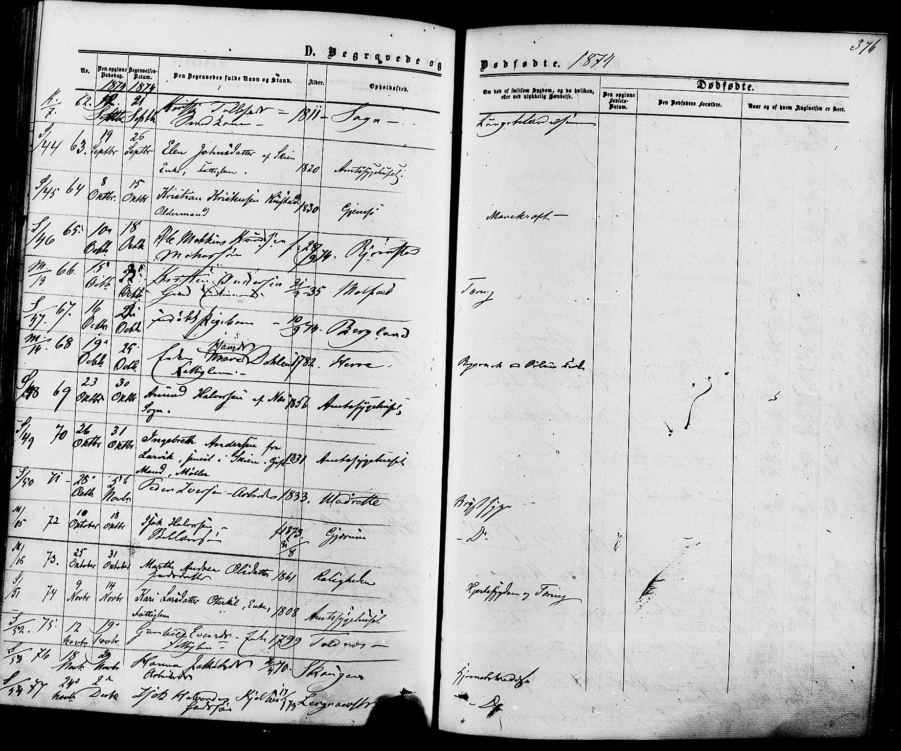 Solum kirkebøker, AV/SAKO-A-306/F/Fa/L0008: Ministerialbok nr. I 8, 1865-1876, s. 376