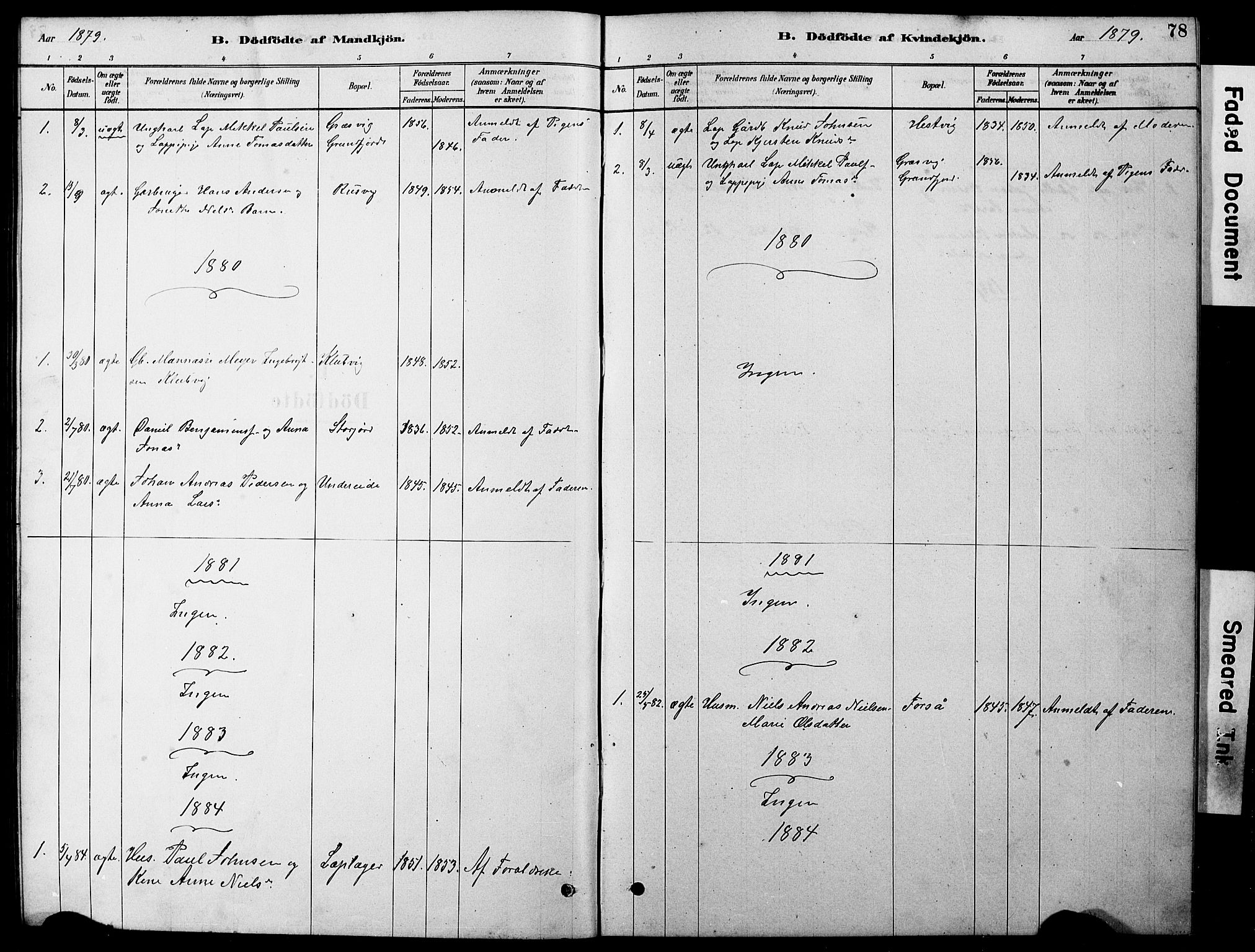 Ministerialprotokoller, klokkerbøker og fødselsregistre - Nordland, SAT/A-1459/861/L0875: Klokkerbok nr. 861C01, 1879-1887, s. 78