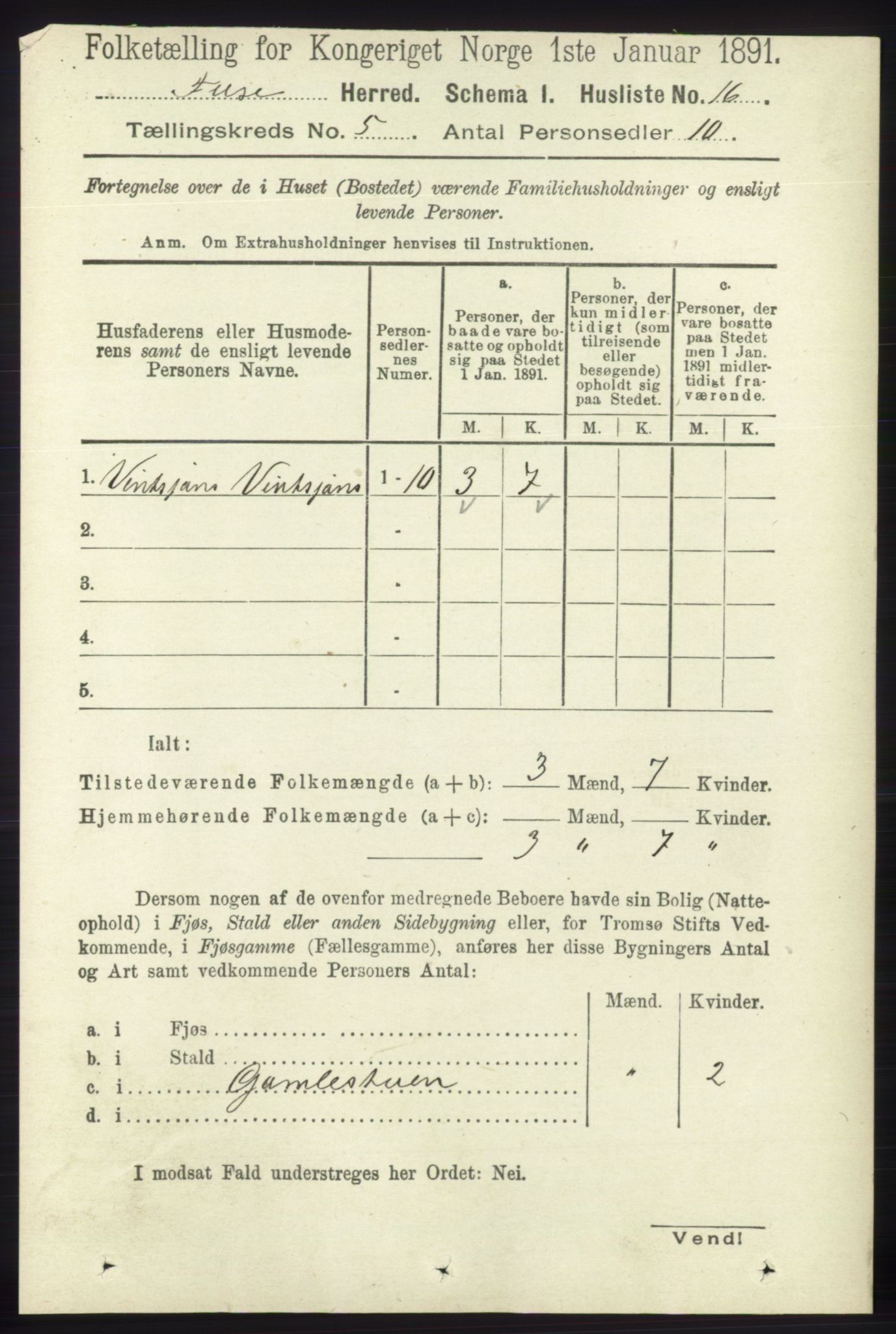 RA, Folketelling 1891 for 1241 Fusa herred, 1891, s. 875