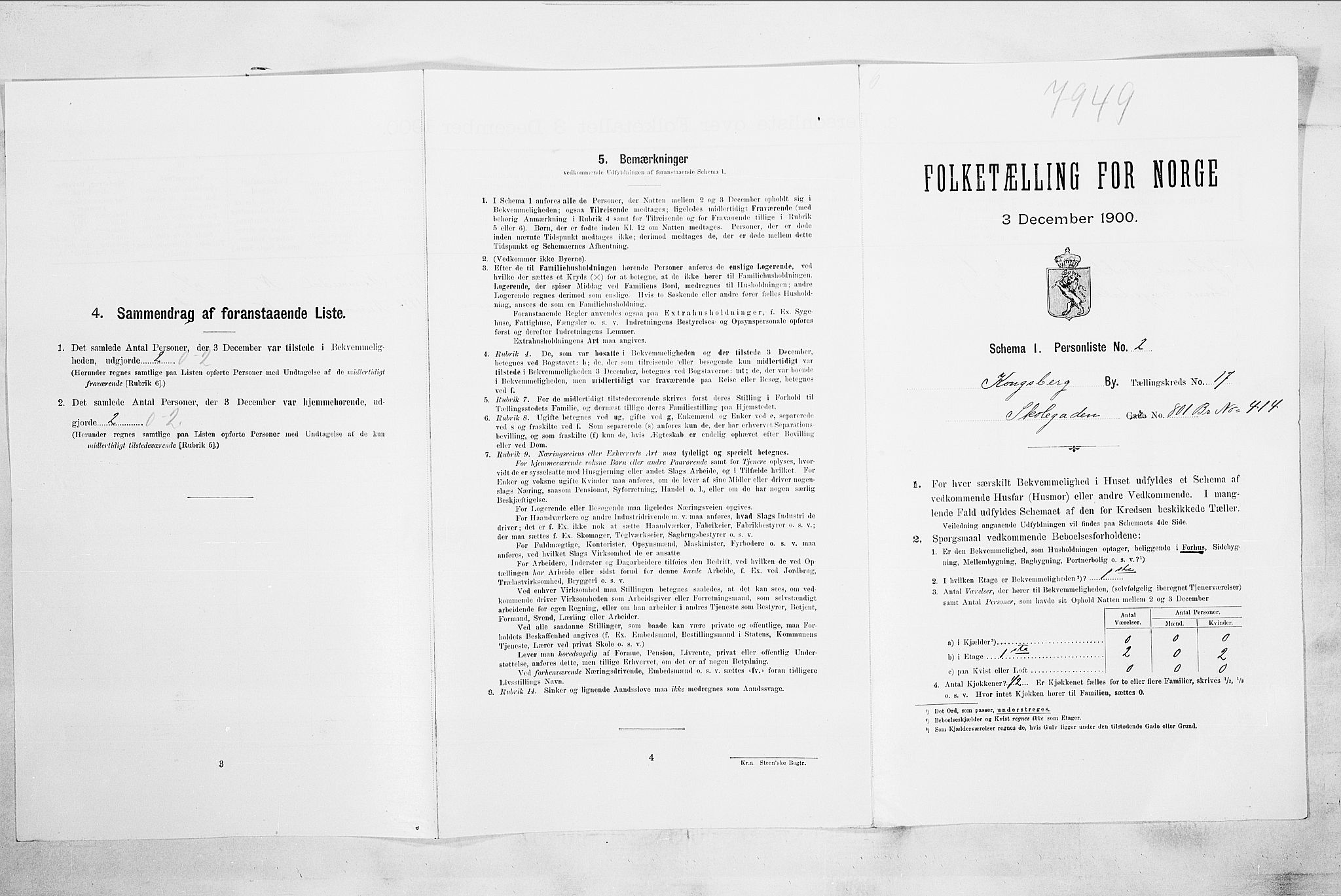 RA, Folketelling 1900 for 0604 Kongsberg kjøpstad, 1900, s. 3372