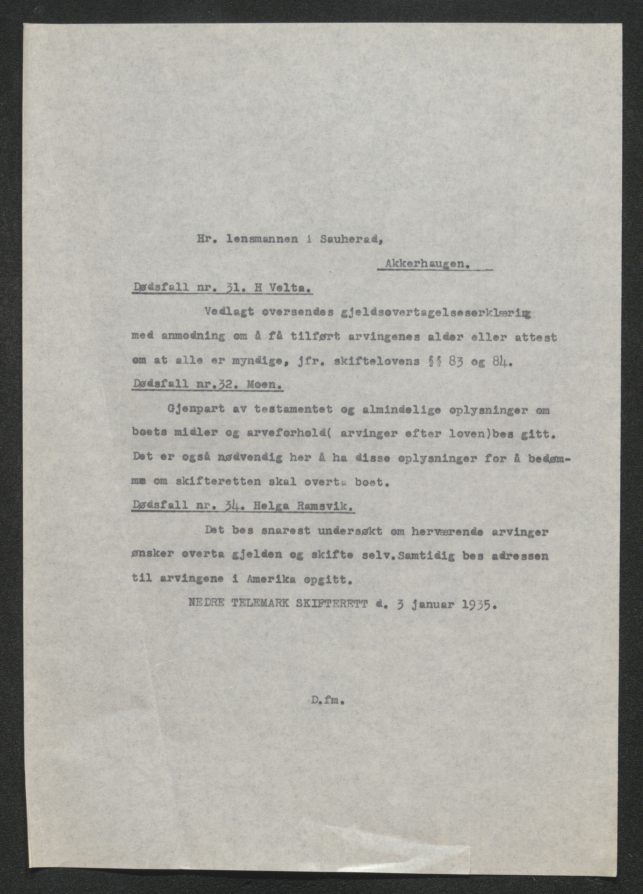 Nedre Telemark sorenskriveri, AV/SAKO-A-135/H/Ha/Hab/L0008: Dødsfallsfortegnelser
, 1931-1935, s. 1291