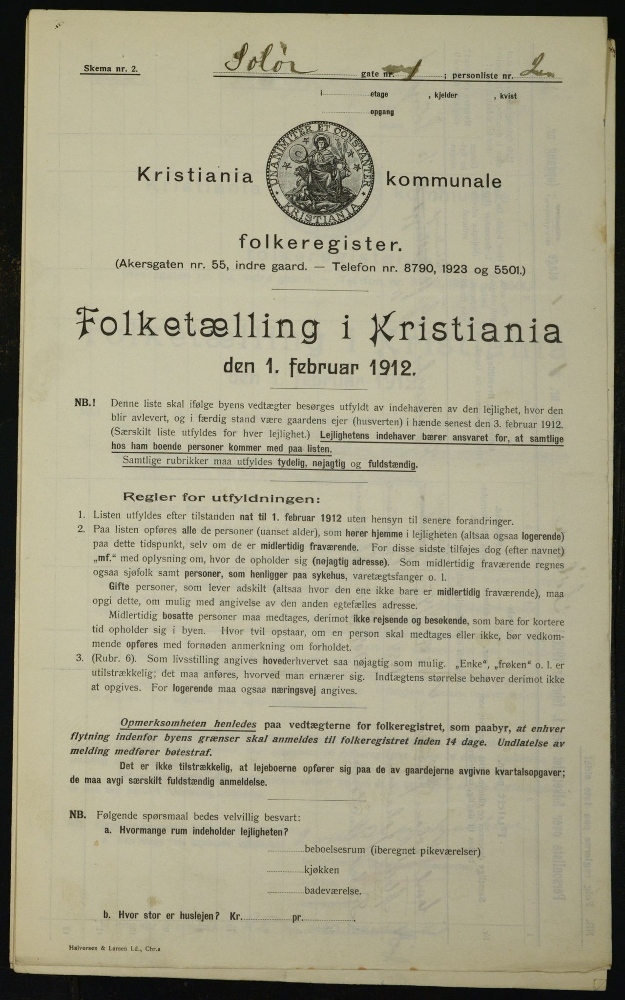 OBA, Kommunal folketelling 1.2.1912 for Kristiania, 1912, s. 100031