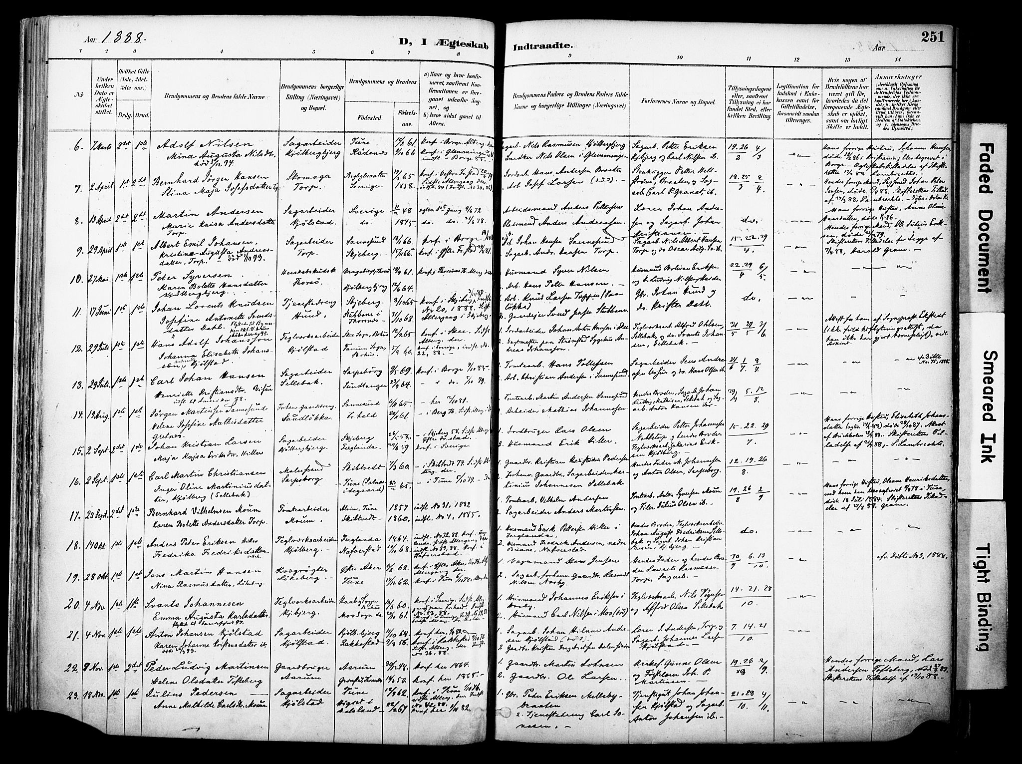 Borge prestekontor Kirkebøker, SAO/A-10903/F/Fa/L0008: Ministerialbok nr. I 8B, 1887-1902, s. 251