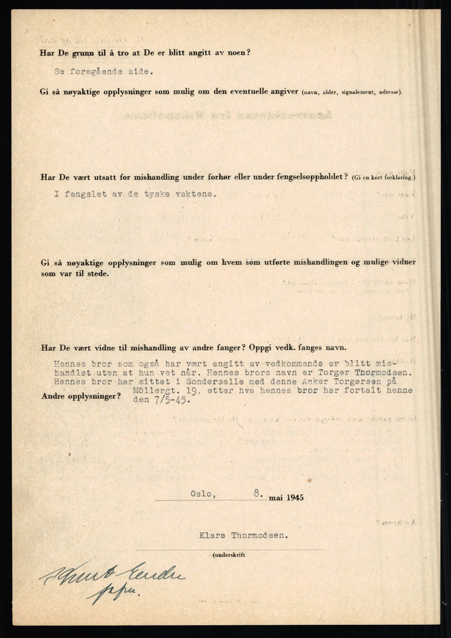 Rikspolitisjefen, AV/RA-S-1560/L/L0017: Tidemann, Hermann G. - Veum, Tjostolv, 1940-1945, s. 270